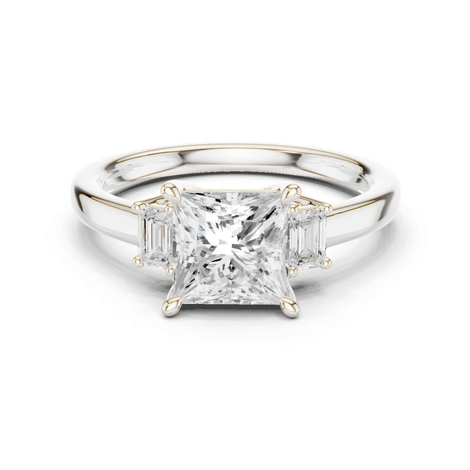 Princess Lab Grown Diamond Three-Stone Engagement Ring