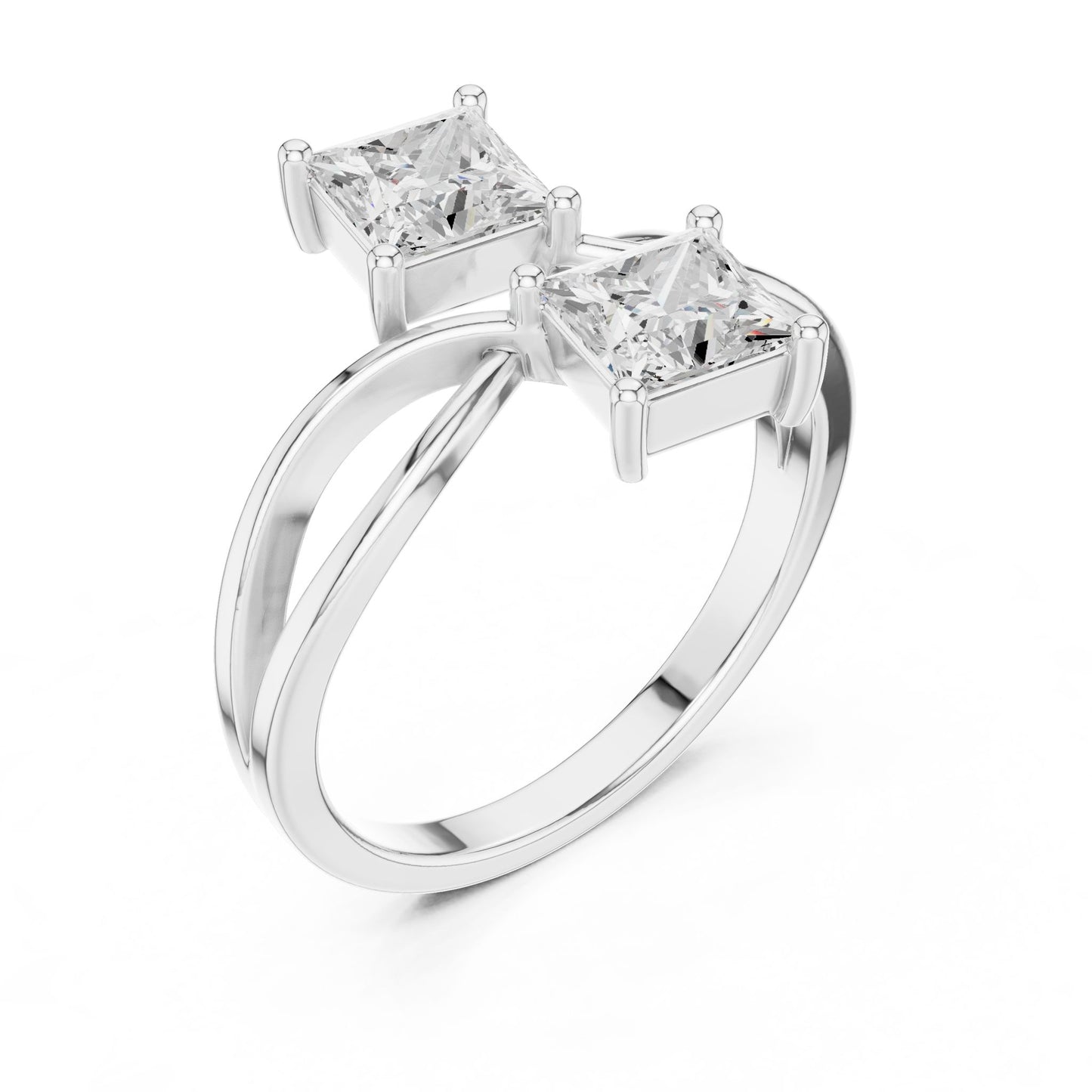 Princess Lab Grown Diamond Three-Stone Engagement Ring