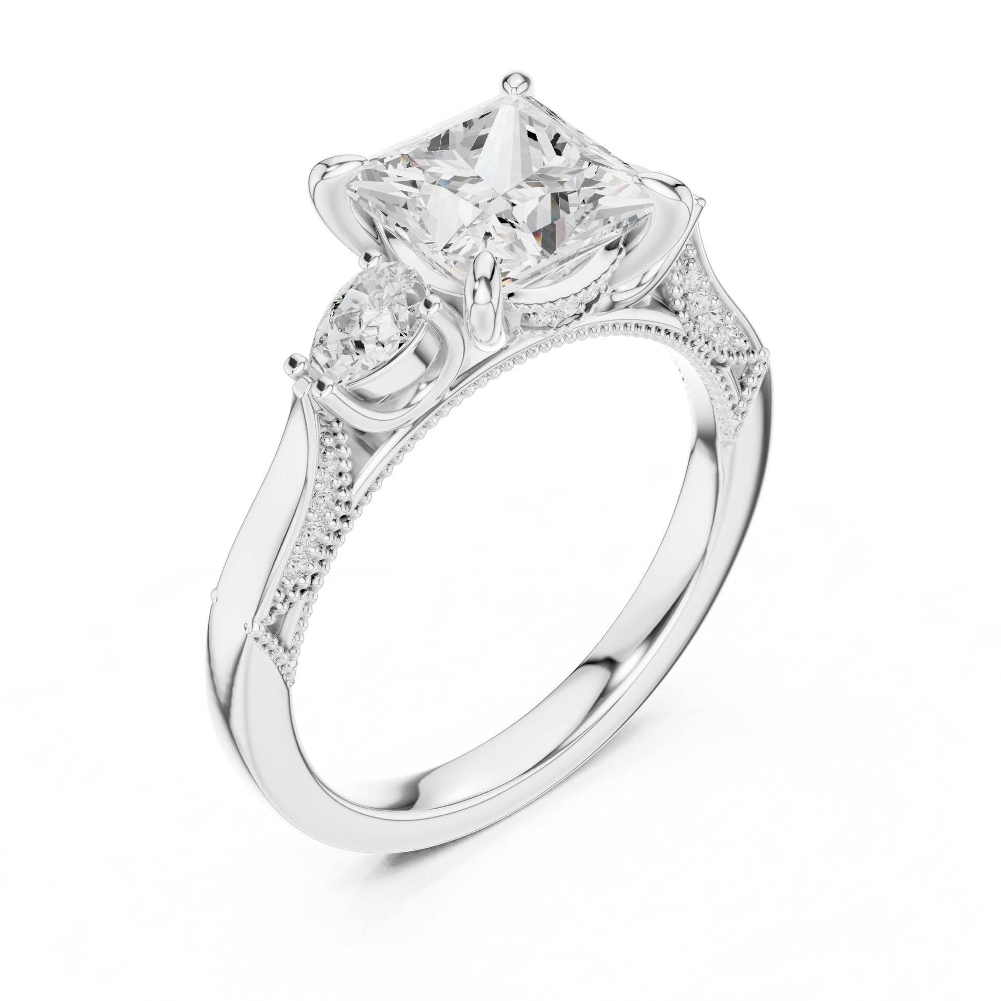 Princess Lab Grown Diamond Three-Stone Engagement Ring