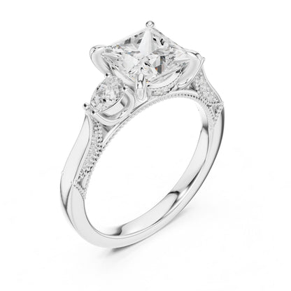 Princess Lab Grown Diamond Three-Stone Engagement Ring