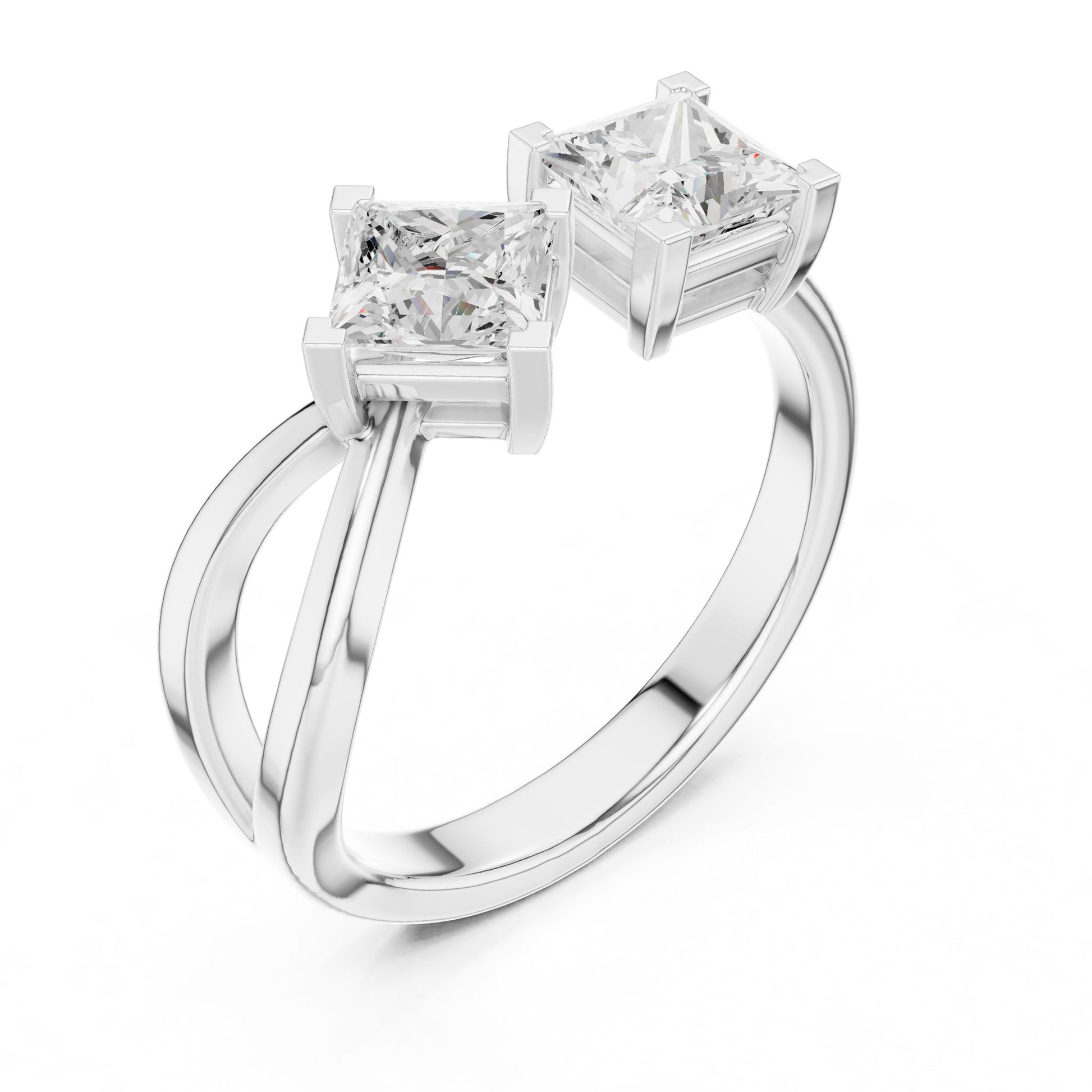 Princess Lab Grown Diamond Three-Stone Engagement Ring