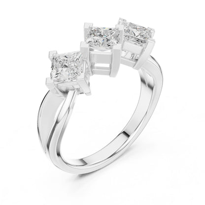 Princess Lab Grown Diamond Three-Stone Engagement Ring