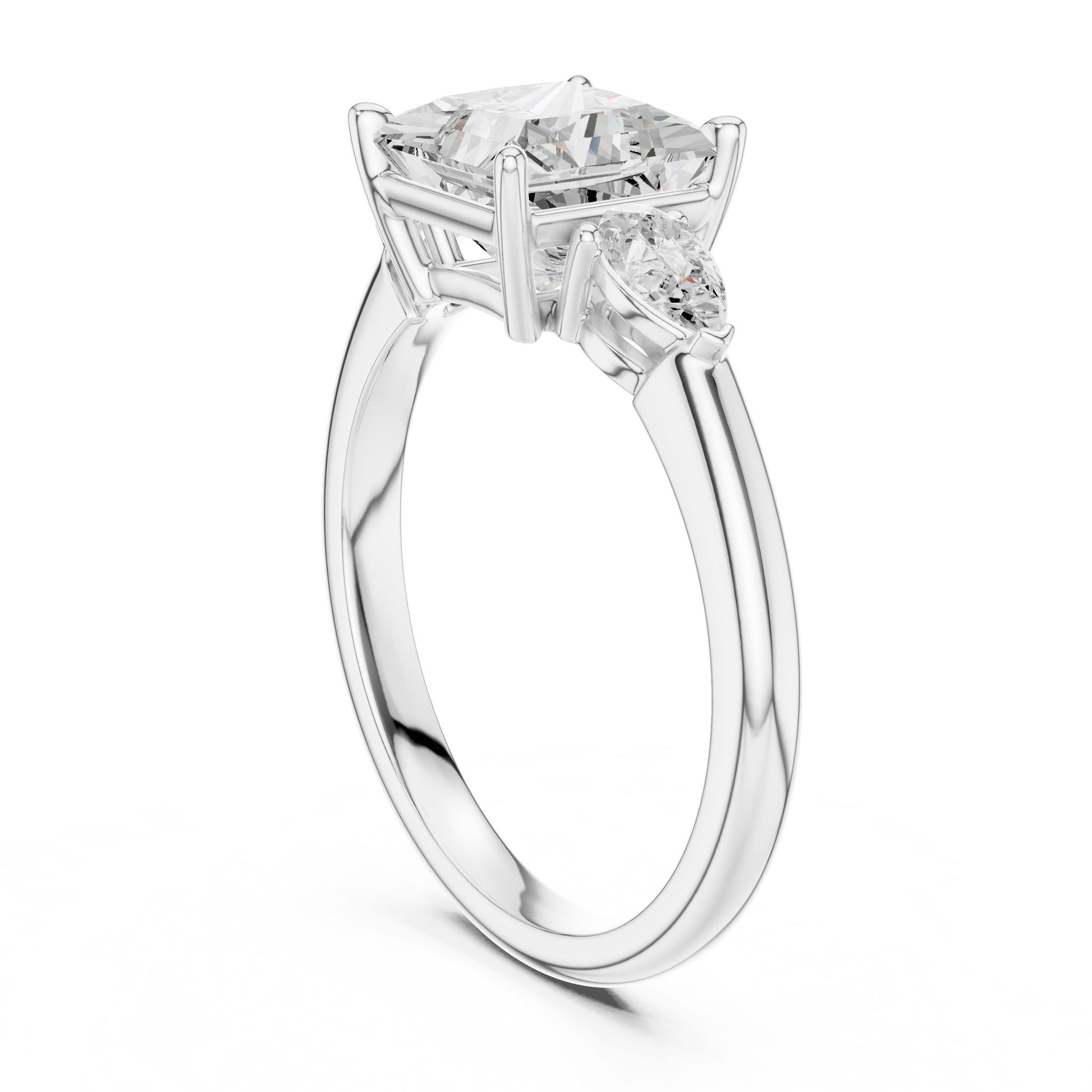 Princess Lab Grown Diamond Three-Stone Engagement Ring