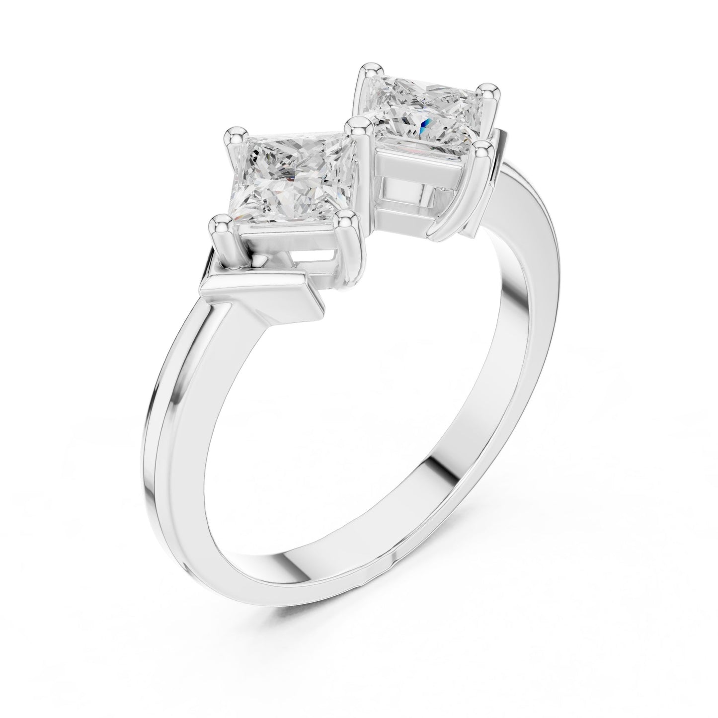 Princess Lab Grown Diamond Three-Stone Engagement Ring