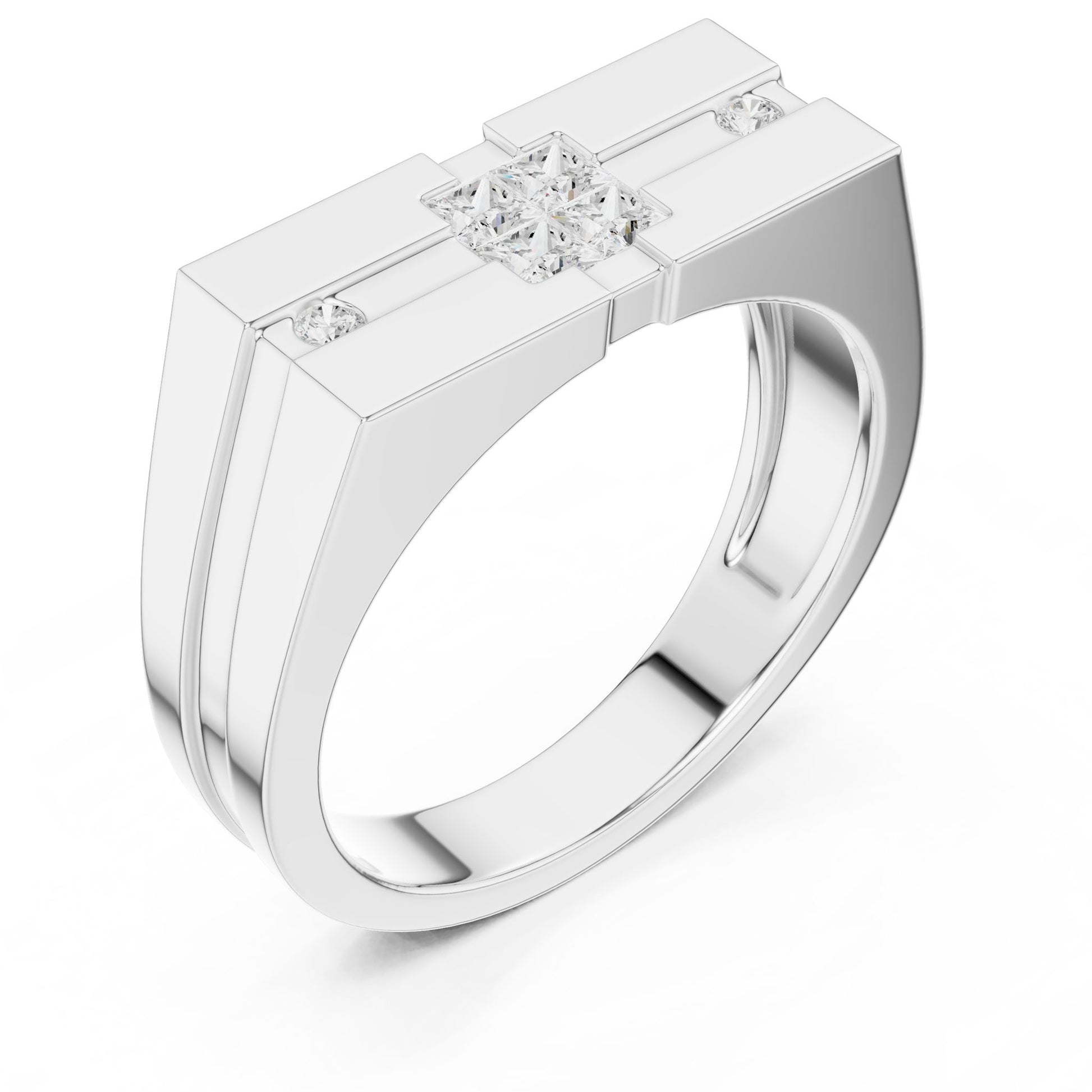 Men's Princess Lab Grown Diamond Three-Stone Ring