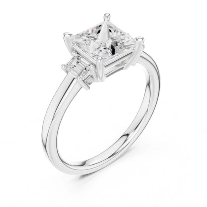 Princess Lab Grown Diamond Three-Stone Engagement Ring