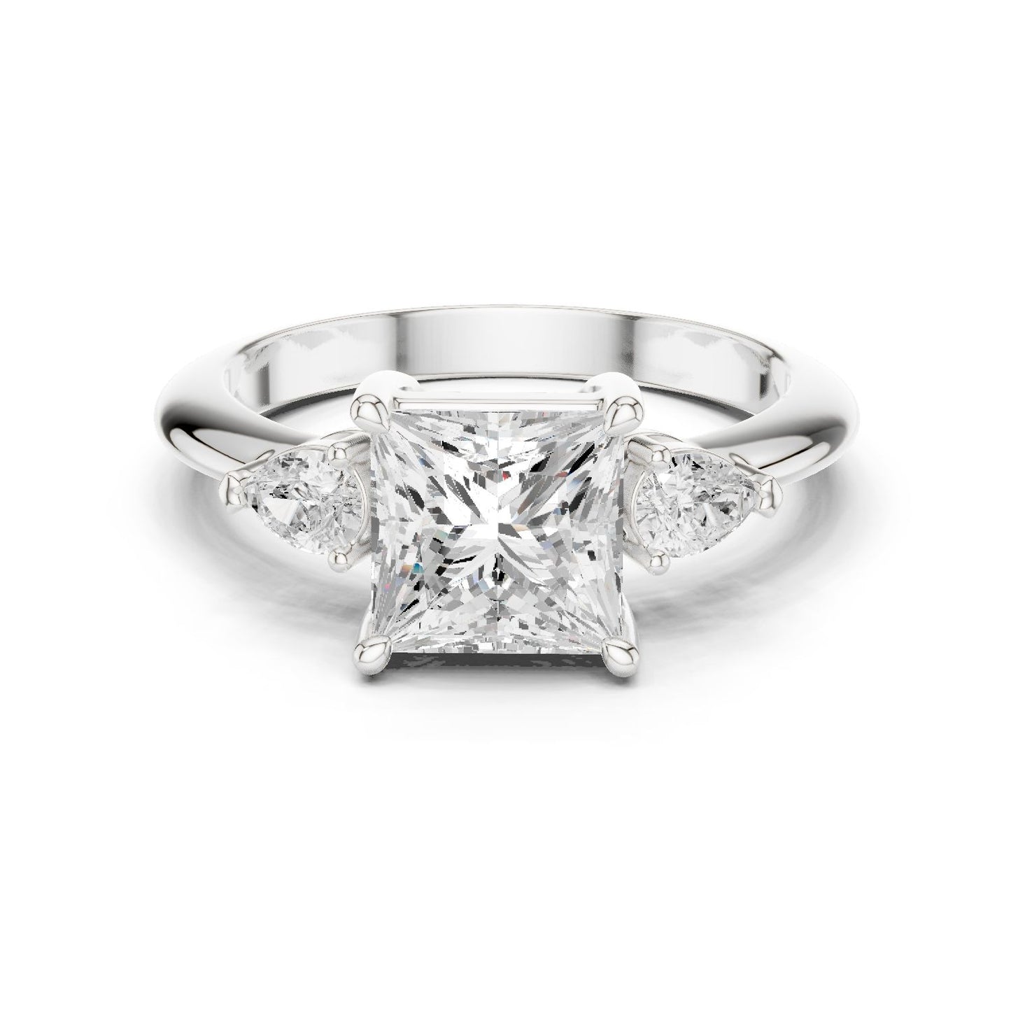 Princess Lab Grown Diamond Three-Stone Engagement Ring