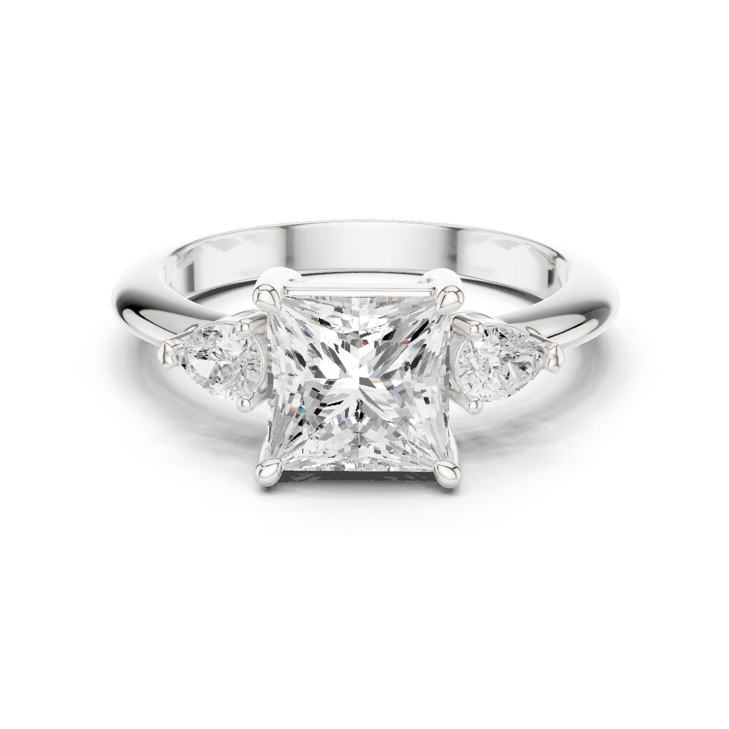 Princess Lab Grown Diamond Three-Stone Engagement Ring