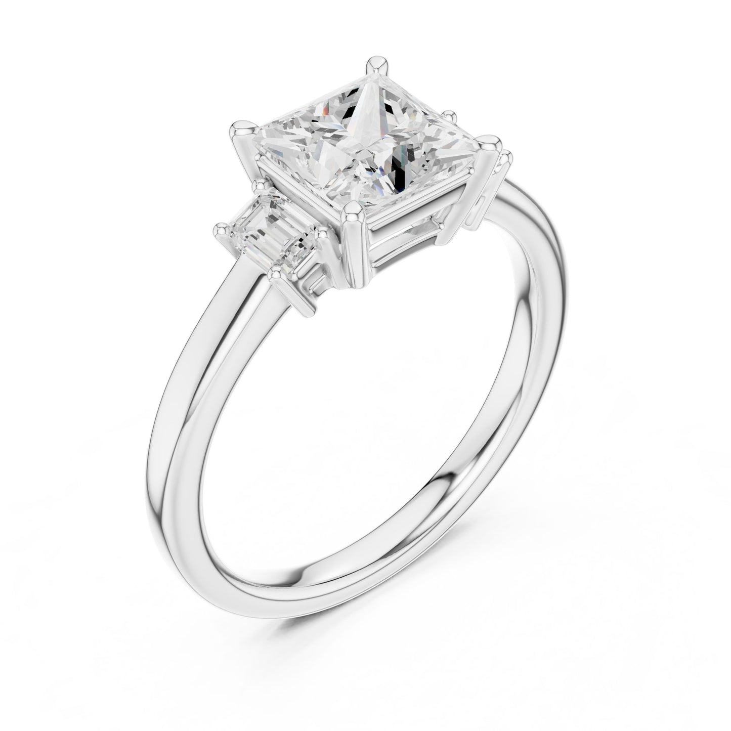 Princess Lab Grown Diamond Three-Stone Engagement Ring