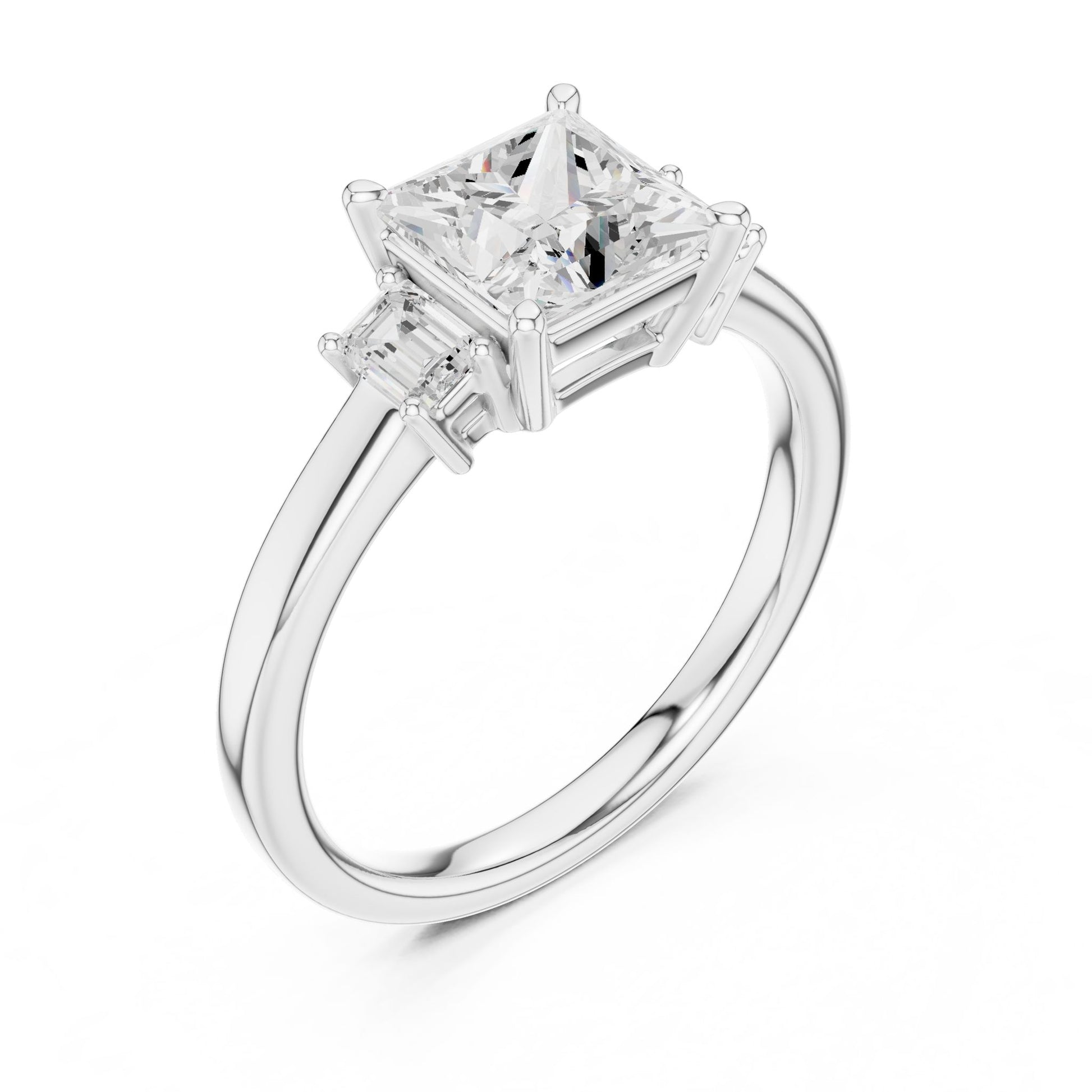 Princess Lab Grown Diamond Three-Stone Engagement Ring