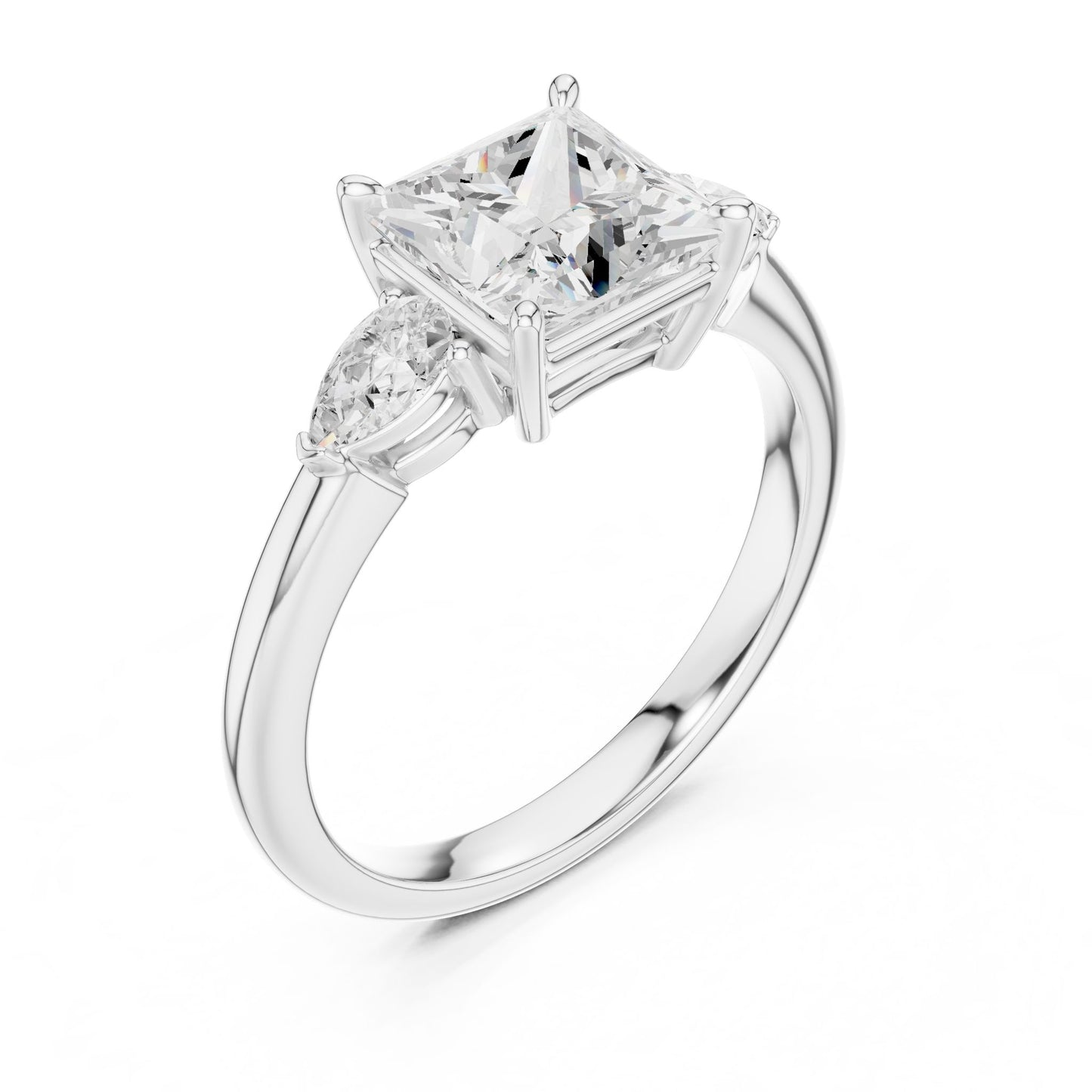 Princess Lab Grown Diamond Three-Stone Engagement Ring