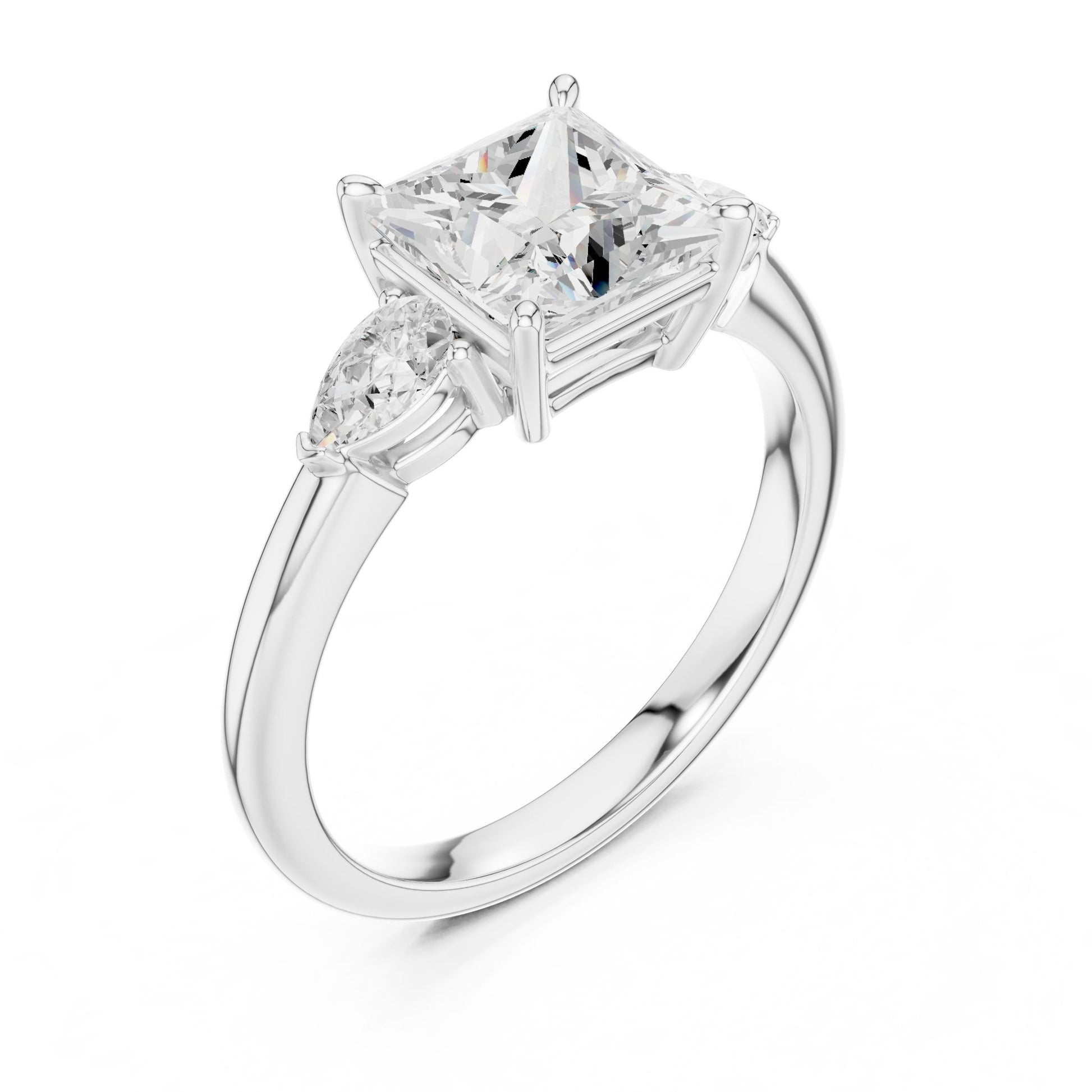 Princess Lab Grown Diamond Three-Stone Engagement Ring