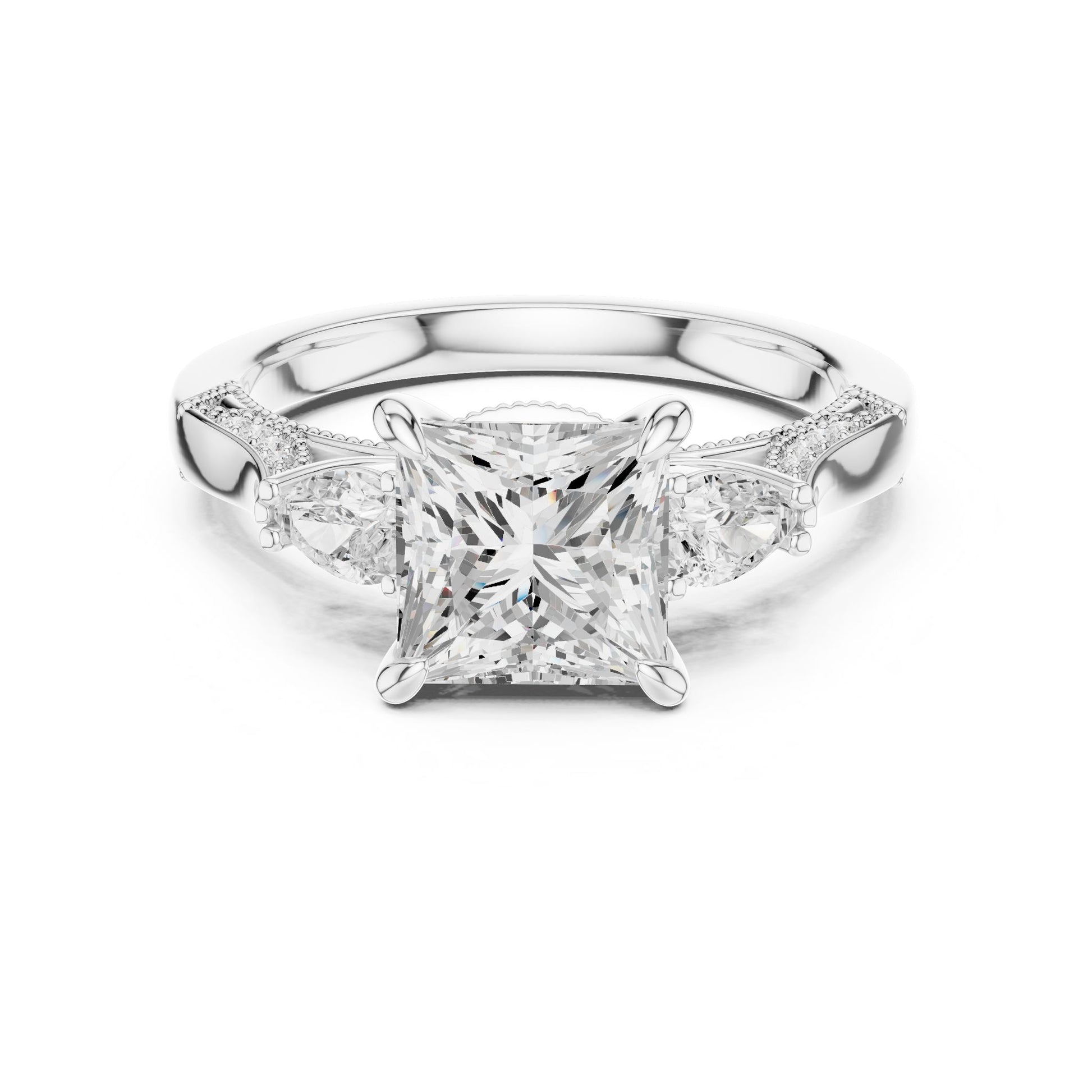 Princess Lab Grown Diamond Three-Stone Engagement Ring