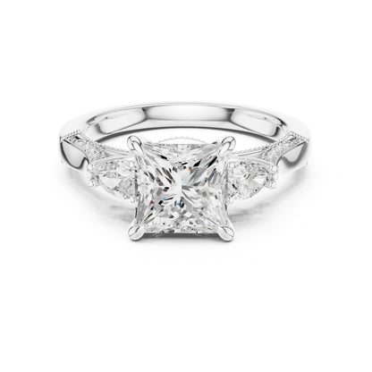 Princess Lab Grown Diamond Three-Stone Engagement Ring