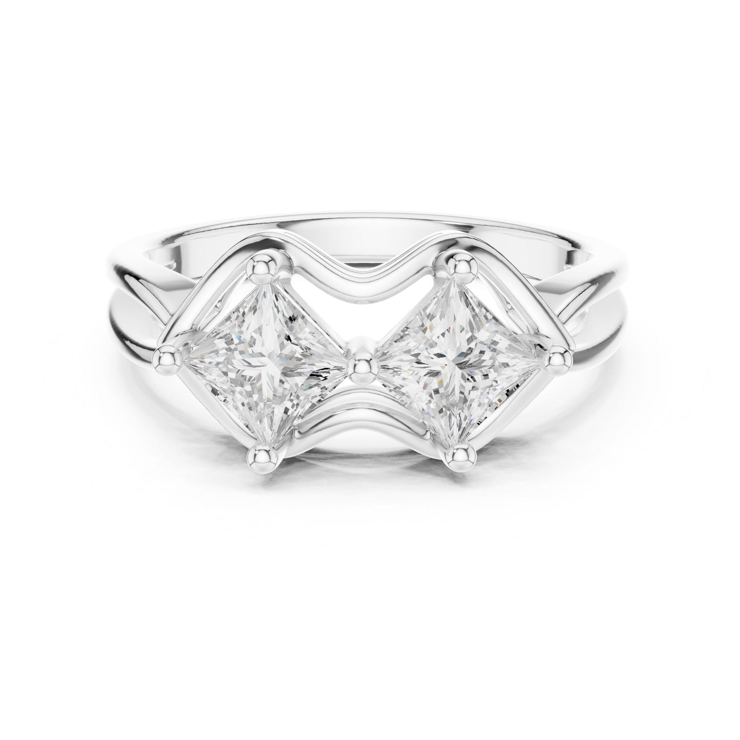 Princess Lab Grown Diamond Three-Stone Engagement Ring