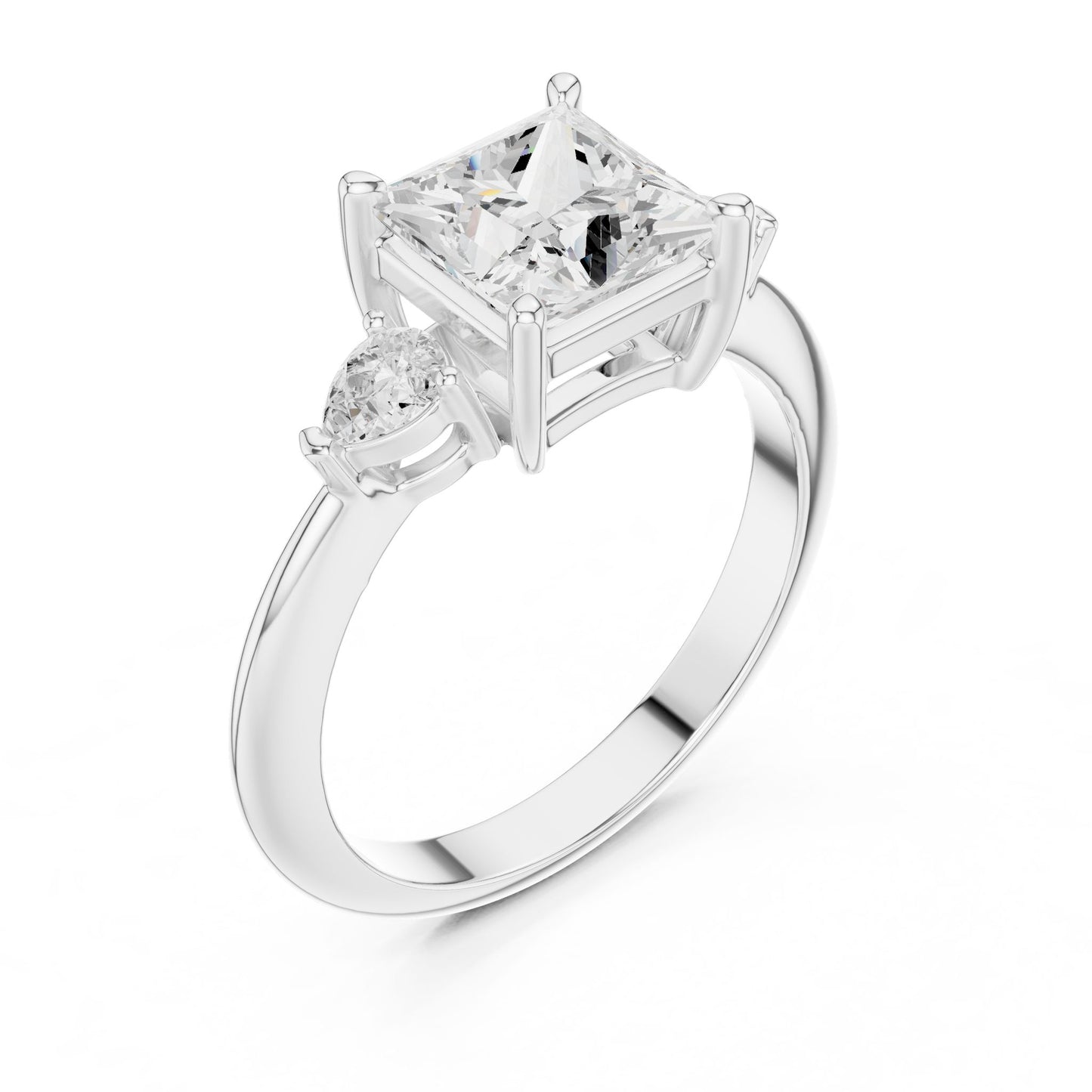Princess Lab Grown Diamond Three-Stone Engagement Ring