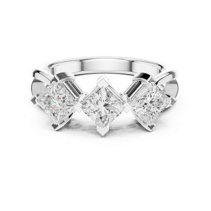 Princess Lab Grown Diamond Three-Stone Engagement Ring