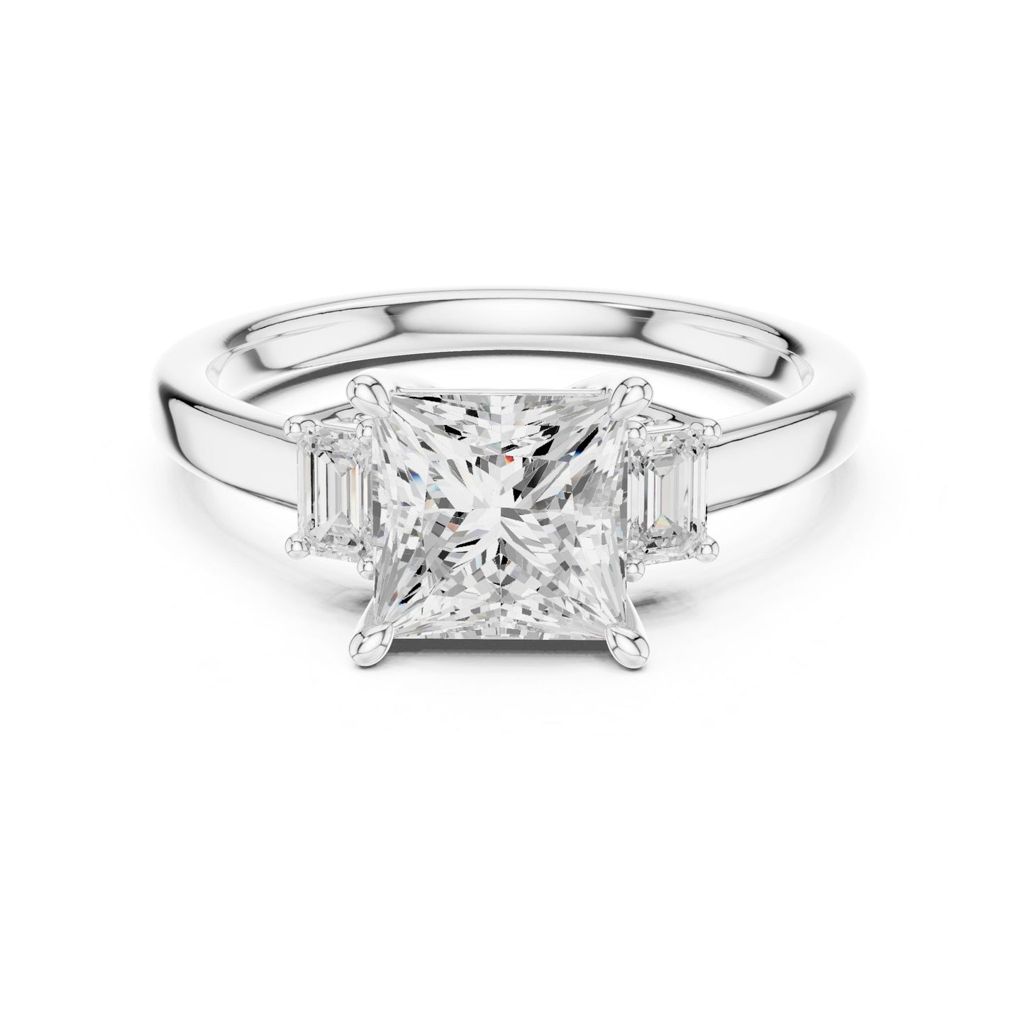 Princess Lab Grown Diamond Three-Stone Engagement Ring