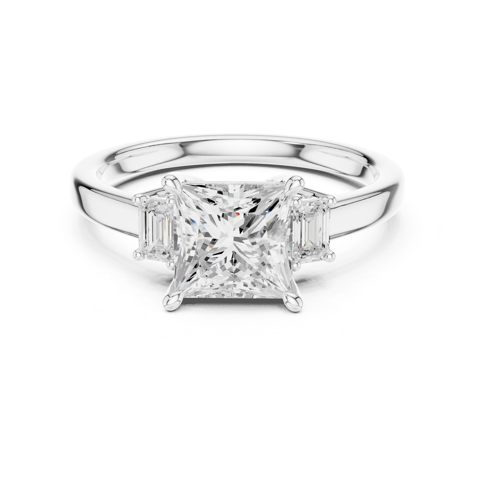 Princess Lab Grown Diamond Three-Stone Engagement Ring