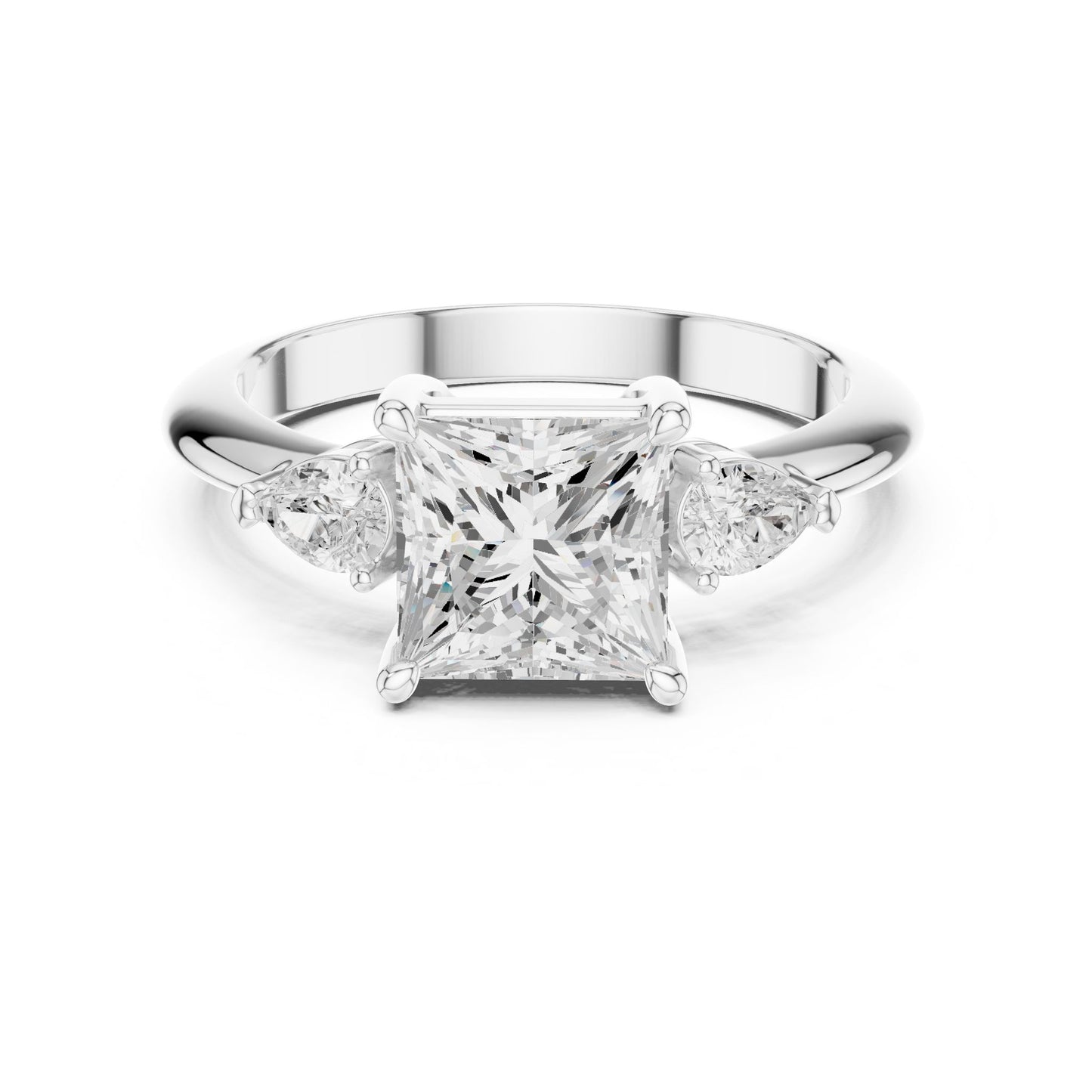 Princess Lab Grown Diamond Three-Stone Engagement Ring