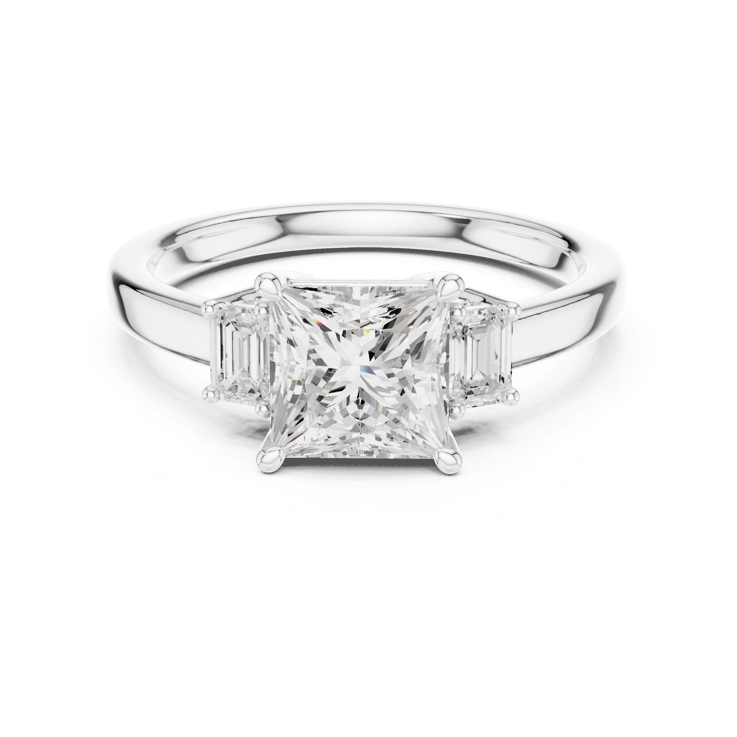 Princess Lab Grown Diamond Three-Stone Engagement Ring