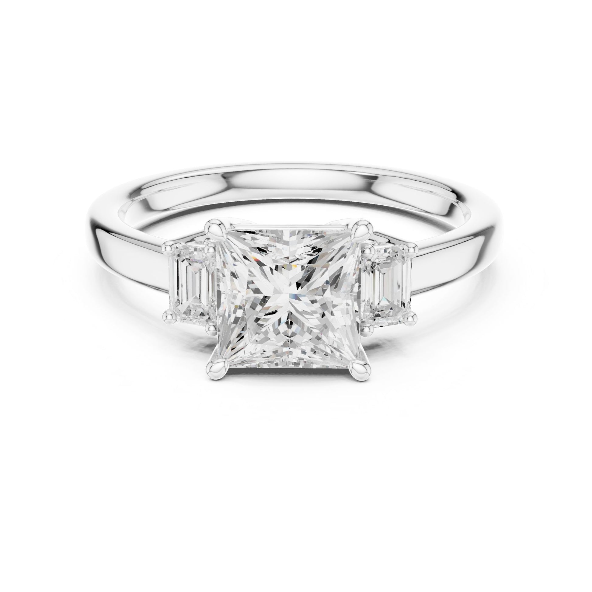 Princess Lab Grown Diamond Three-Stone Engagement Ring