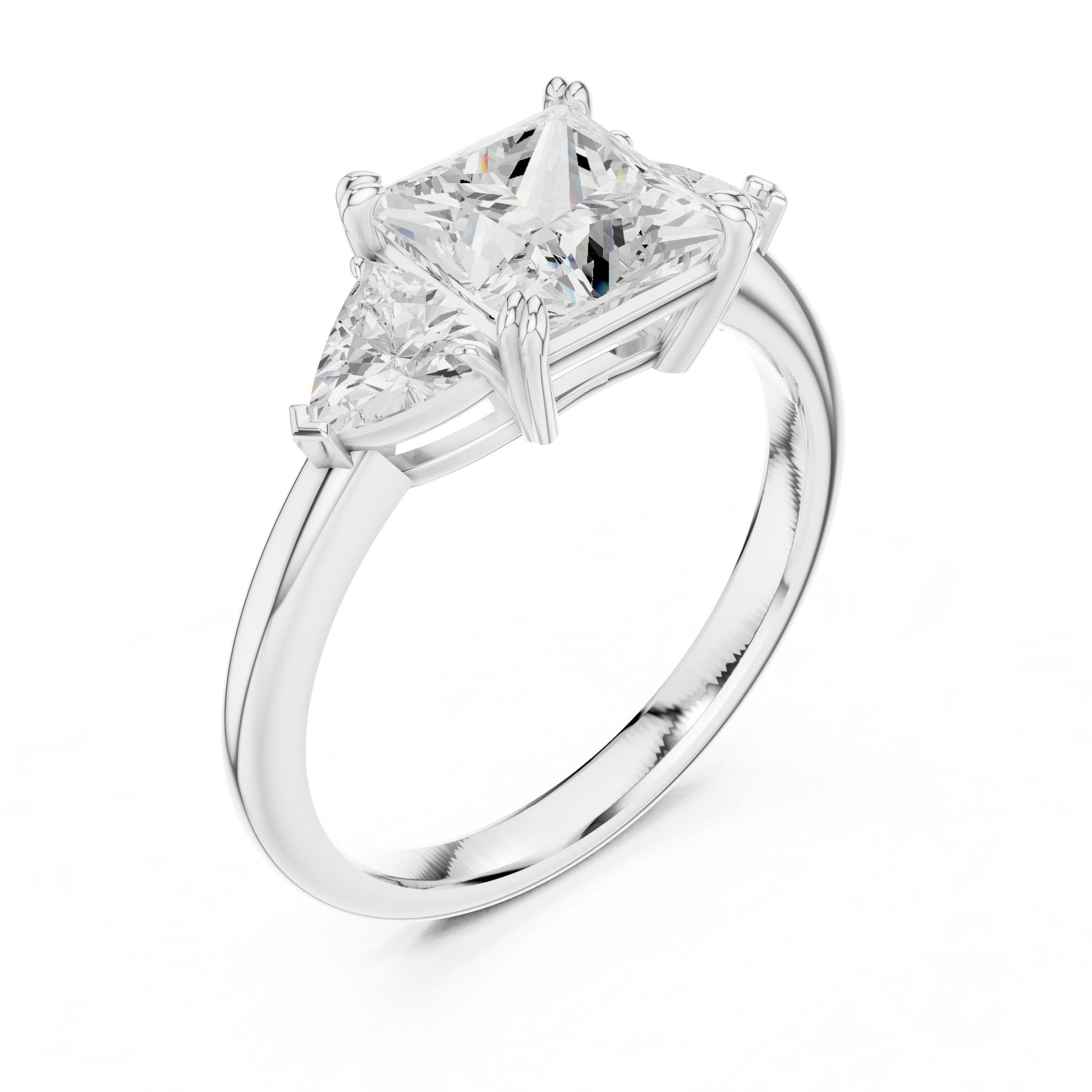 Princess Lab Grown Diamond Three-Stone Engagement Ring