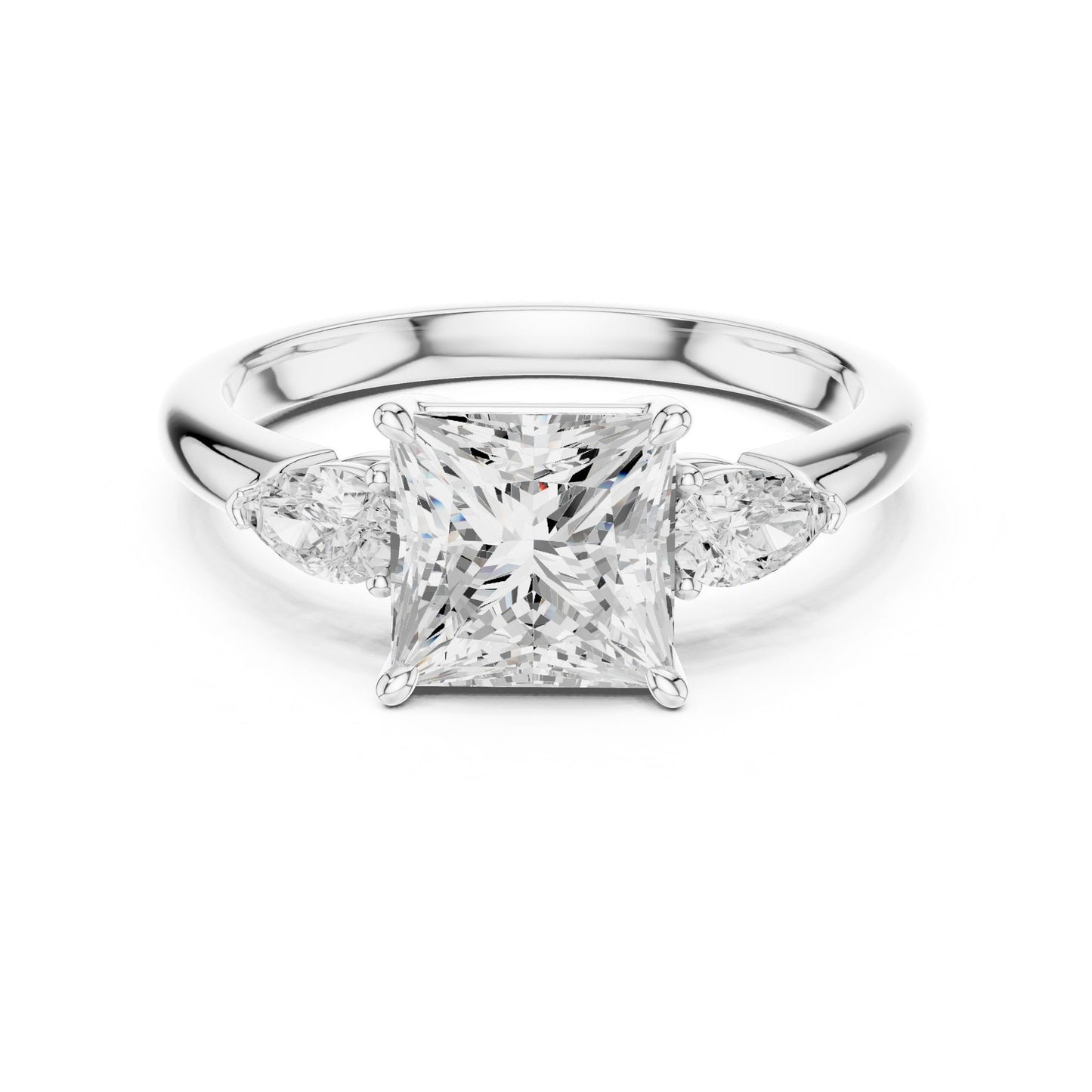 Princess Lab Grown Diamond Three-Stone Engagement Ring