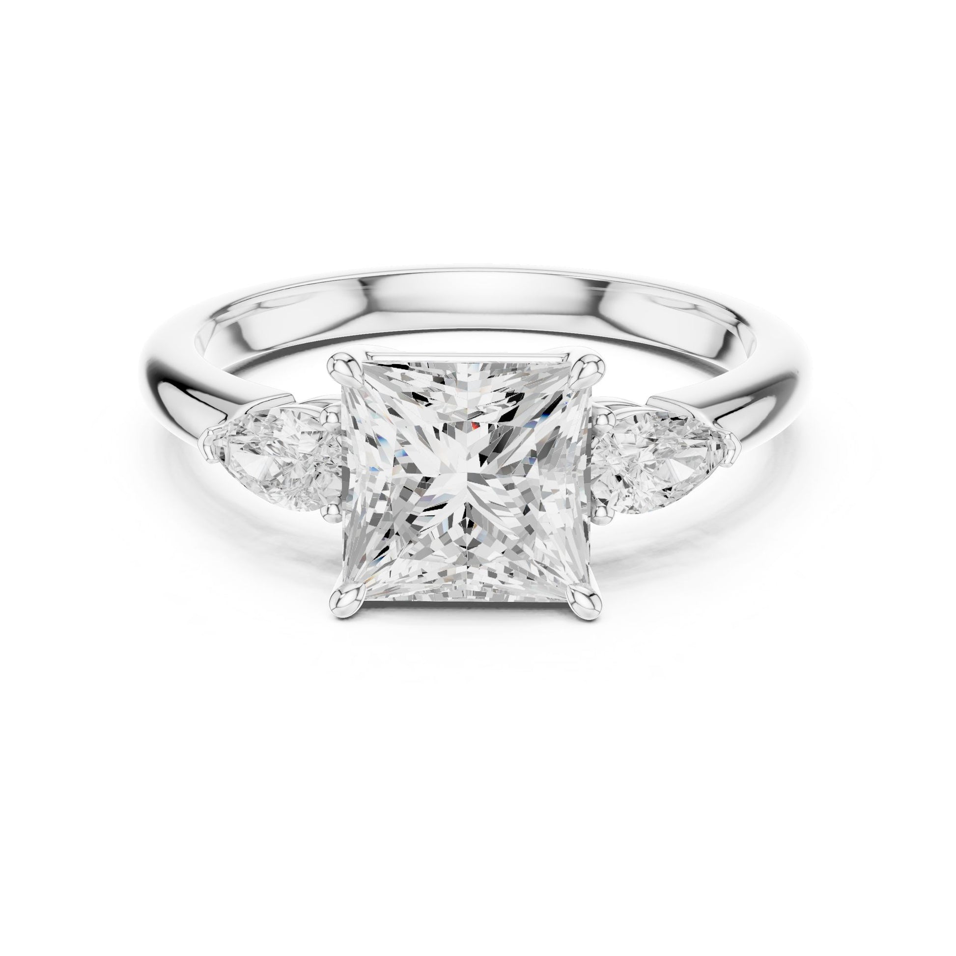 Princess Lab Grown Diamond Three-Stone Engagement Ring