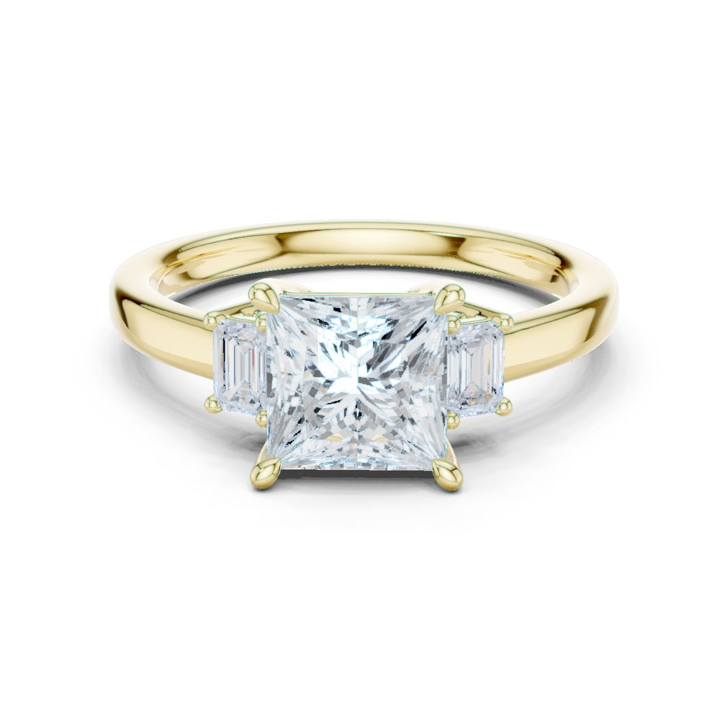 Princess Lab Grown Diamond Three-Stone Engagement Ring