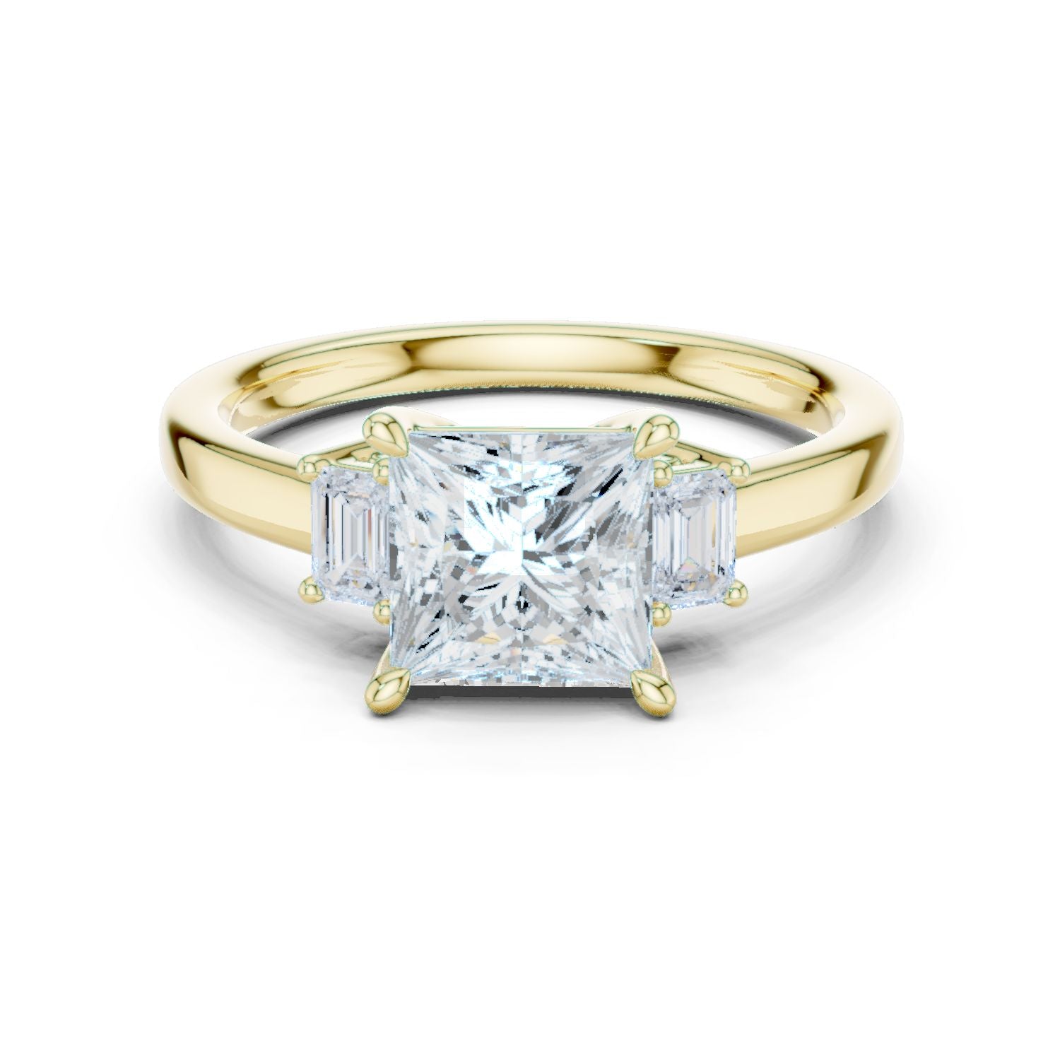 Princess Lab Grown Diamond Three-Stone Engagement Ring