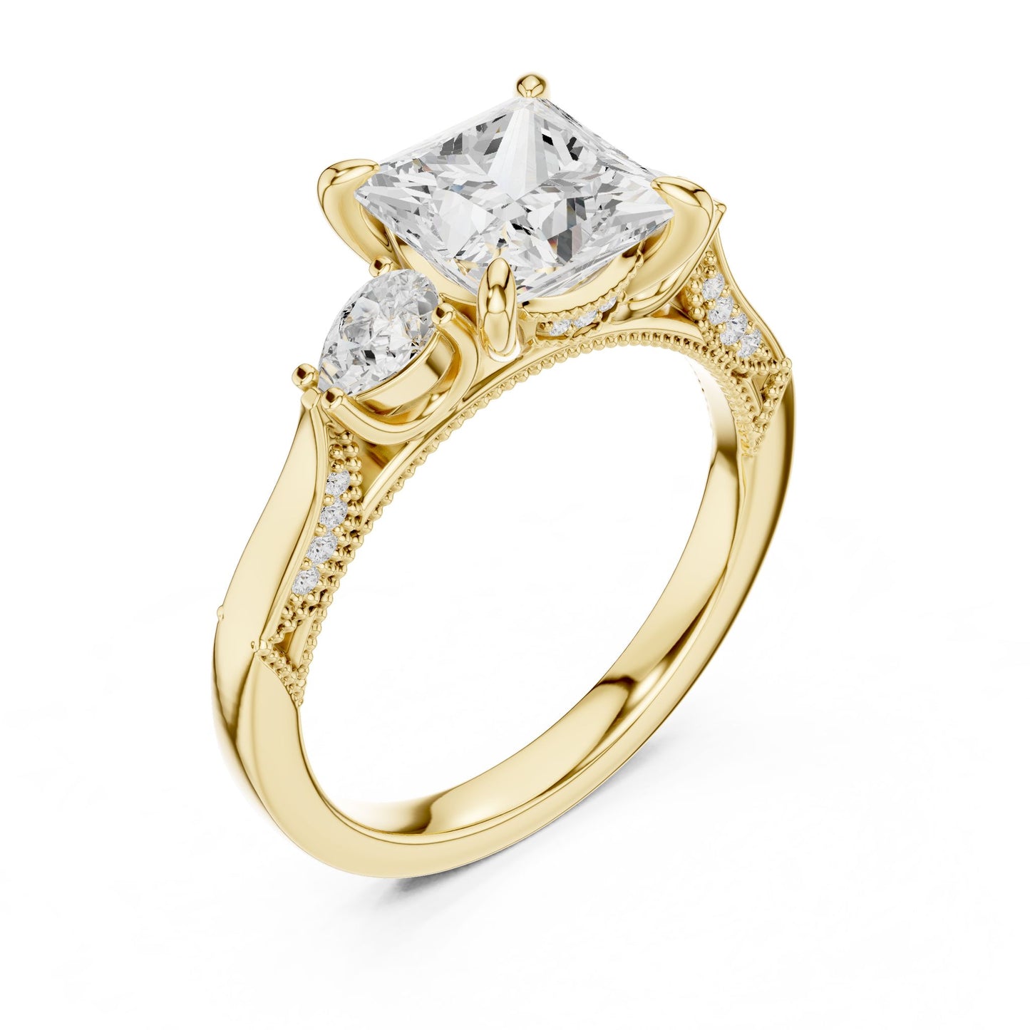 Princess Lab Grown Diamond Three-Stone Engagement Ring