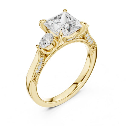 Princess Lab Grown Diamond Three-Stone Engagement Ring