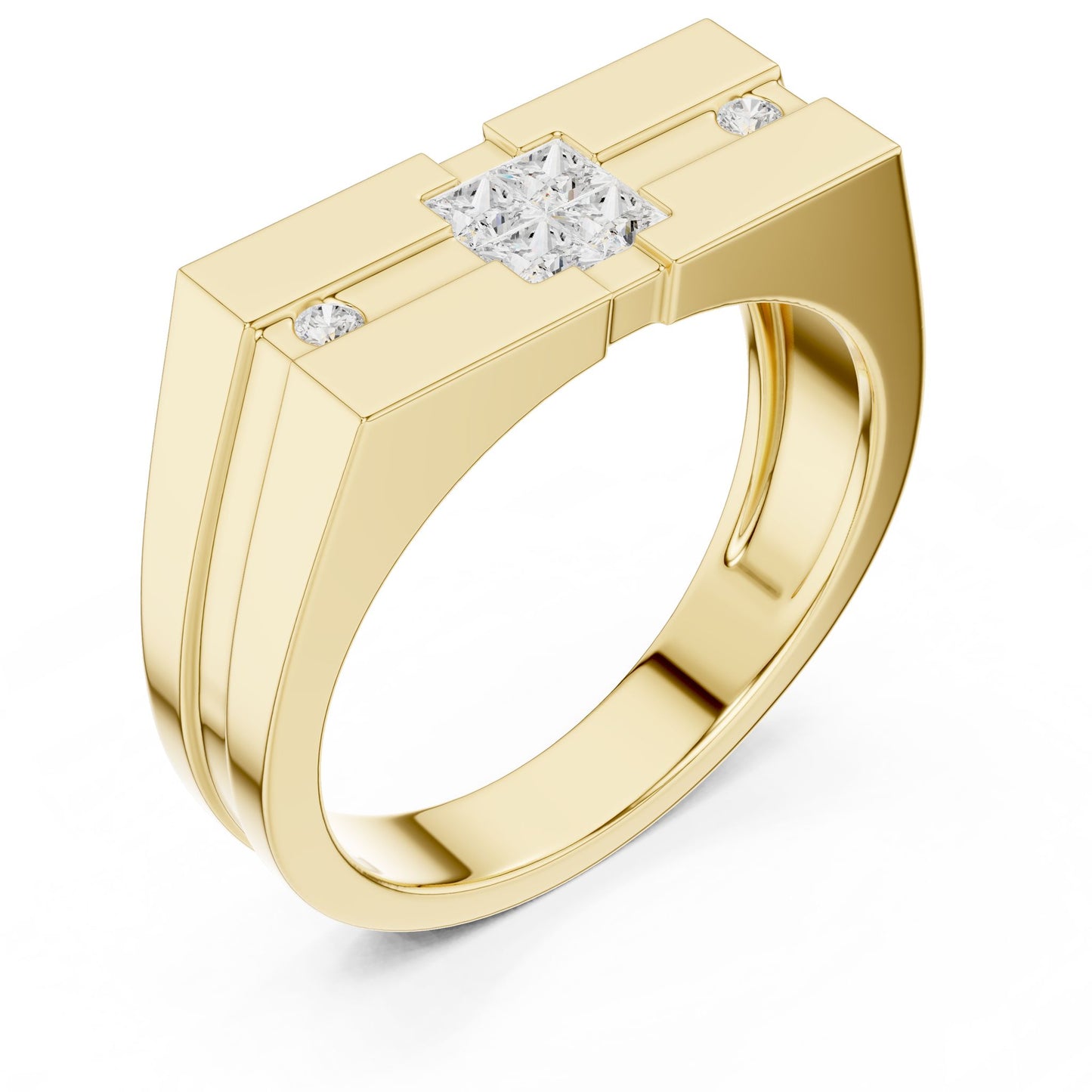Men's Princess Lab Grown Diamond Three-Stone Ring