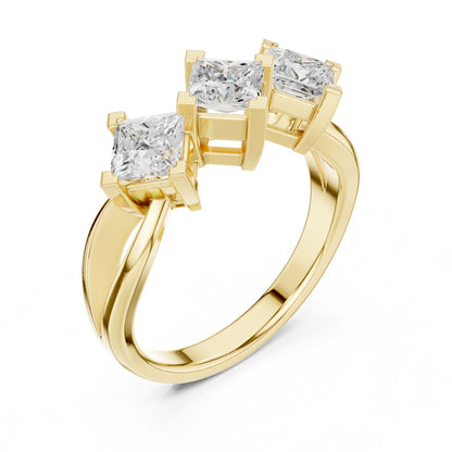 Princess Lab Grown Diamond Three-Stone Engagement Ring