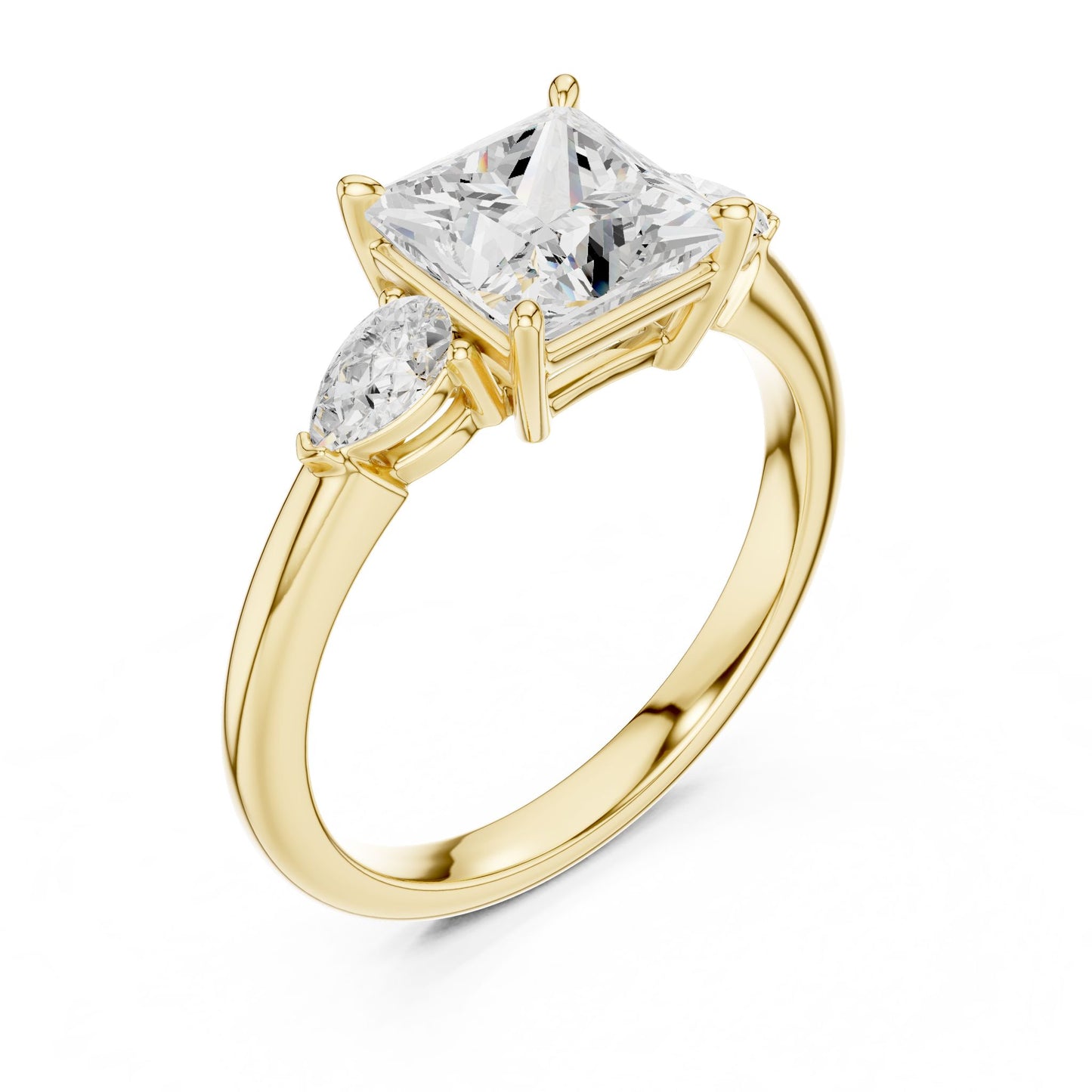 Princess Lab Grown Diamond Three-Stone Engagement Ring
