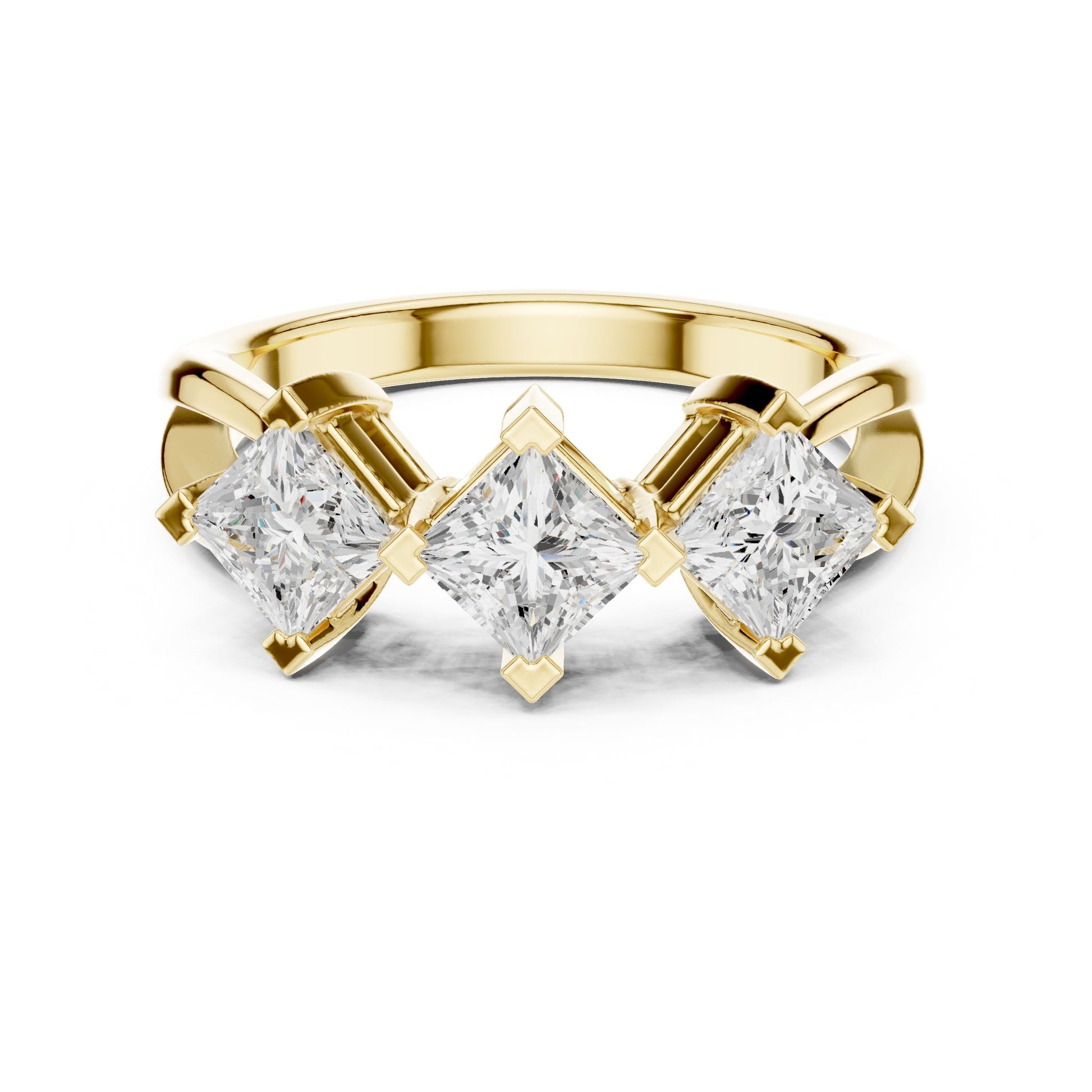Princess Lab Grown Diamond Three-Stone Engagement Ring