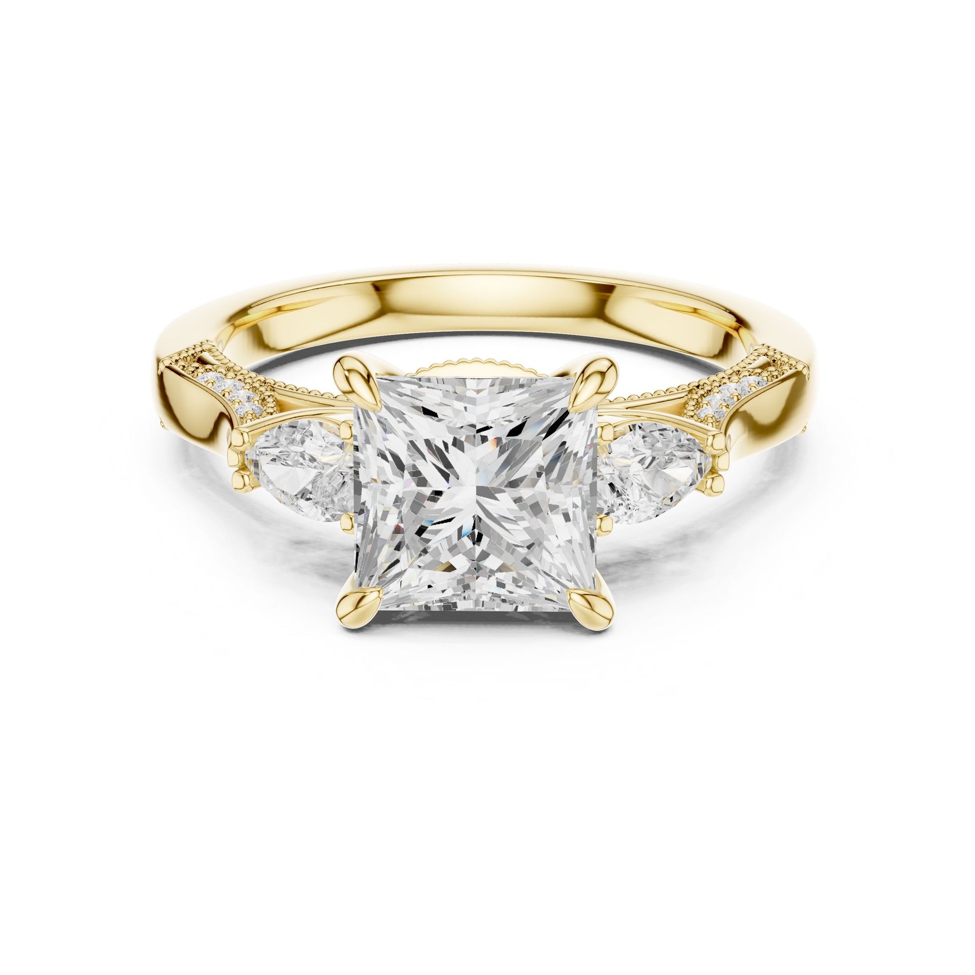 Princess Lab Grown Diamond Three-Stone Engagement Ring