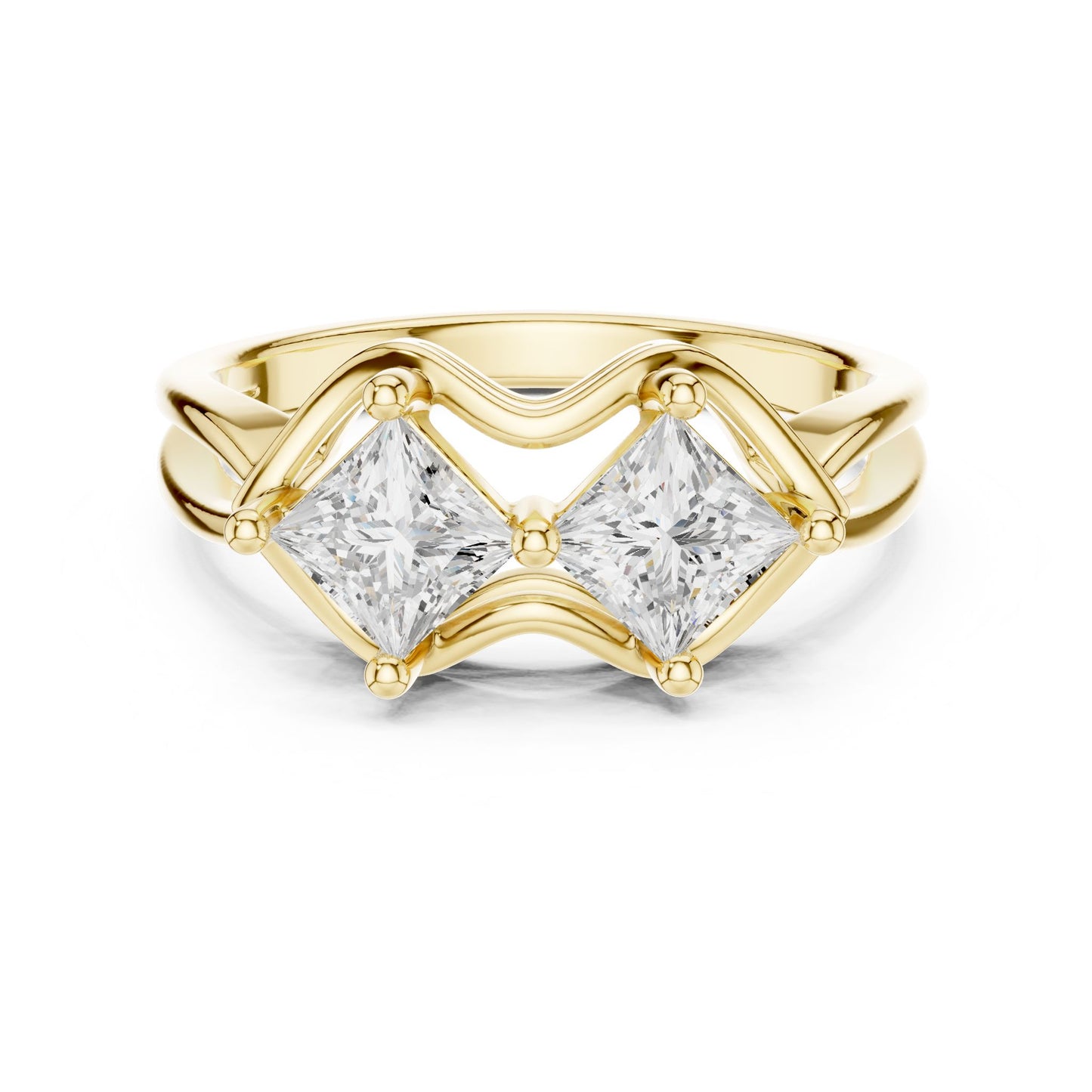 Princess Lab Grown Diamond Three-Stone Engagement Ring