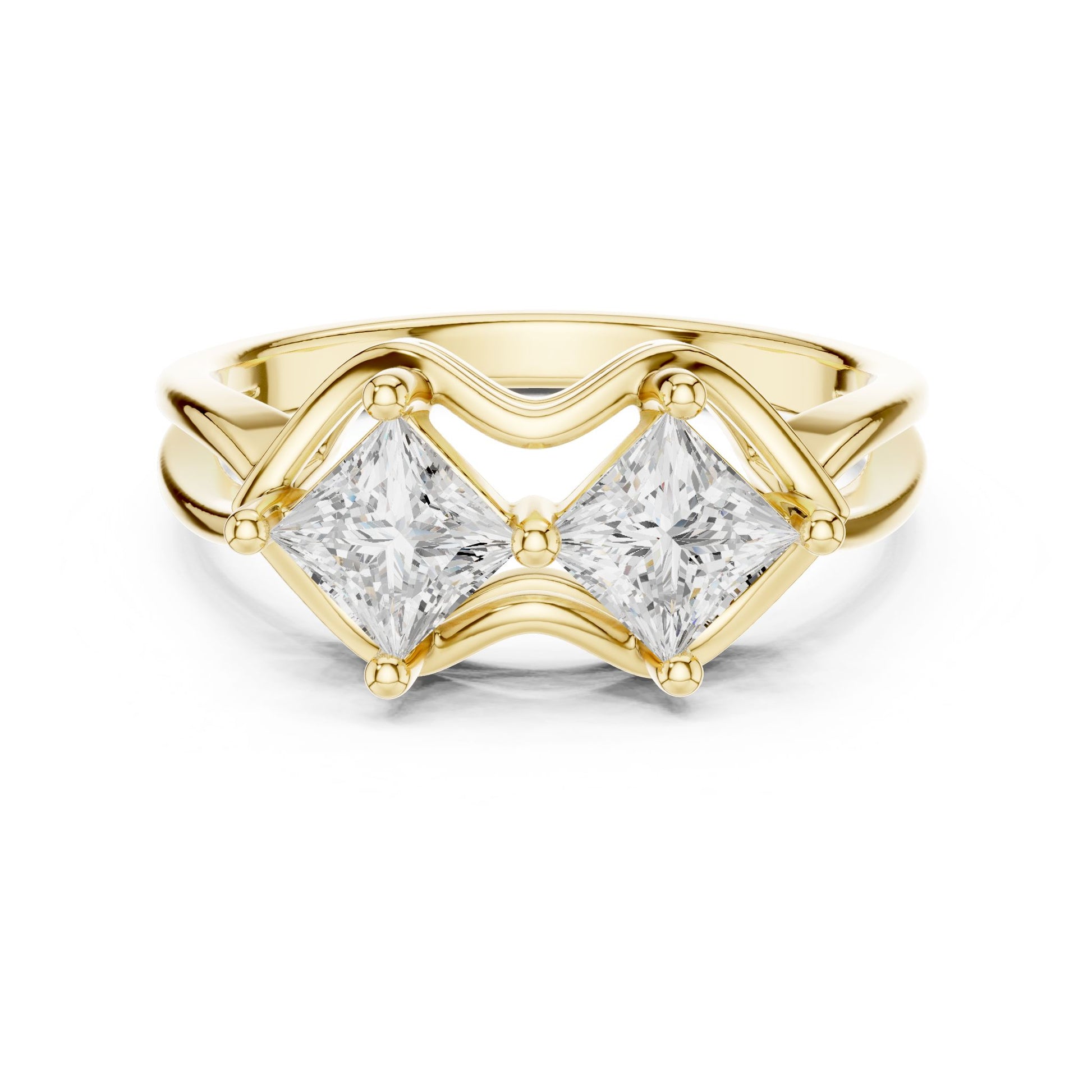 Princess Lab Grown Diamond Three-Stone Engagement Ring