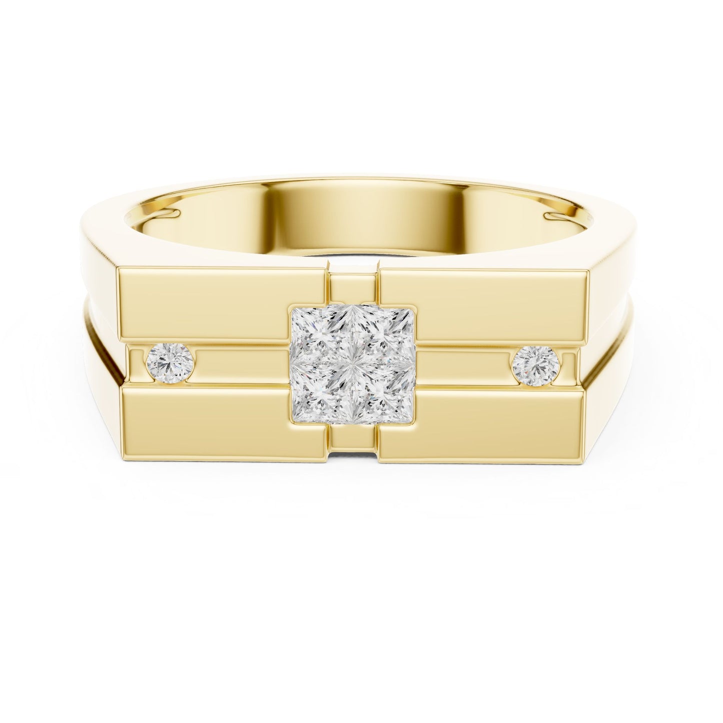 Men's Princess Lab Grown Diamond Three-Stone Ring