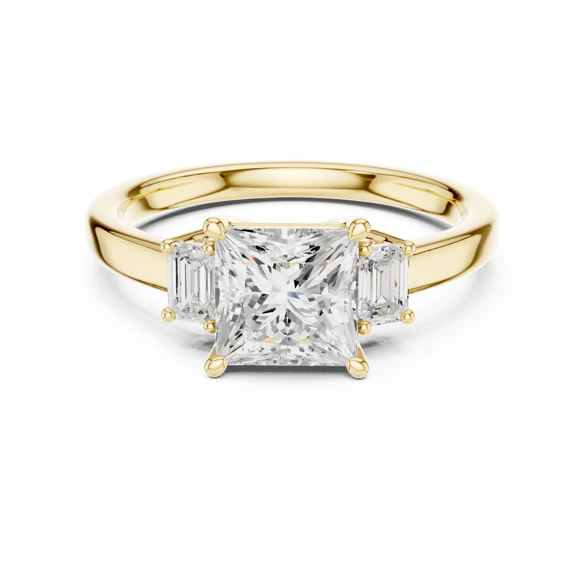 Princess Lab Grown Diamond Three-Stone Engagement Ring