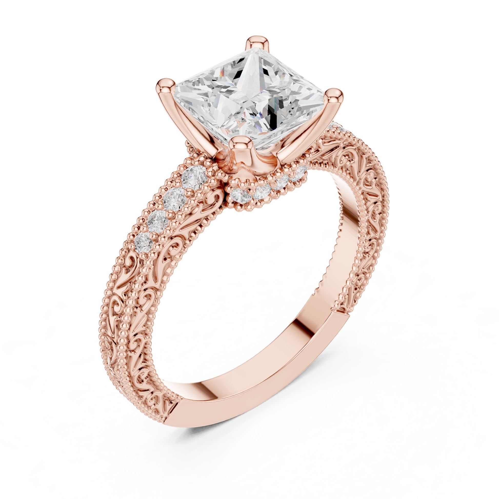 Princess Lab Grown Diamond Vintage Engagement Ring