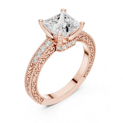 Princess Lab Grown Diamond Vintage Engagement Ring
