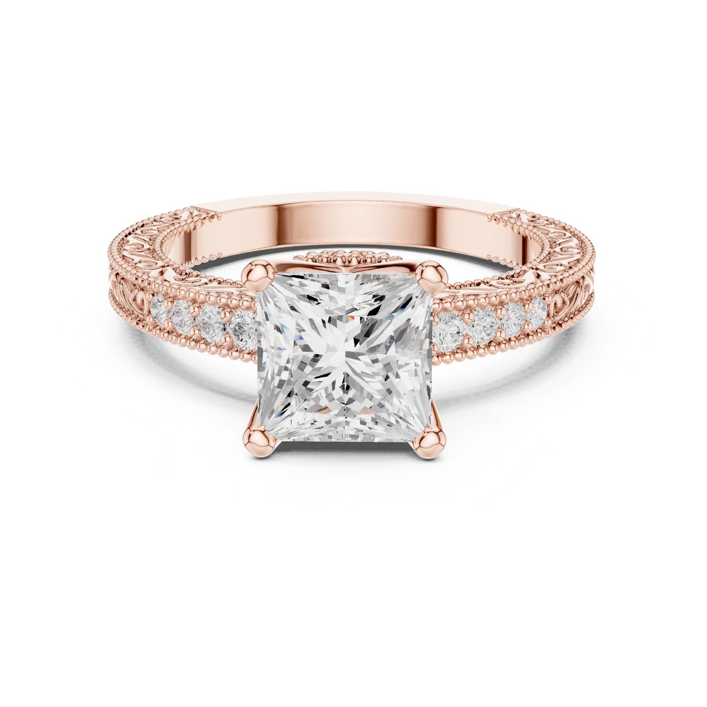 Princess Lab Grown Diamond Vintage Engagement Ring