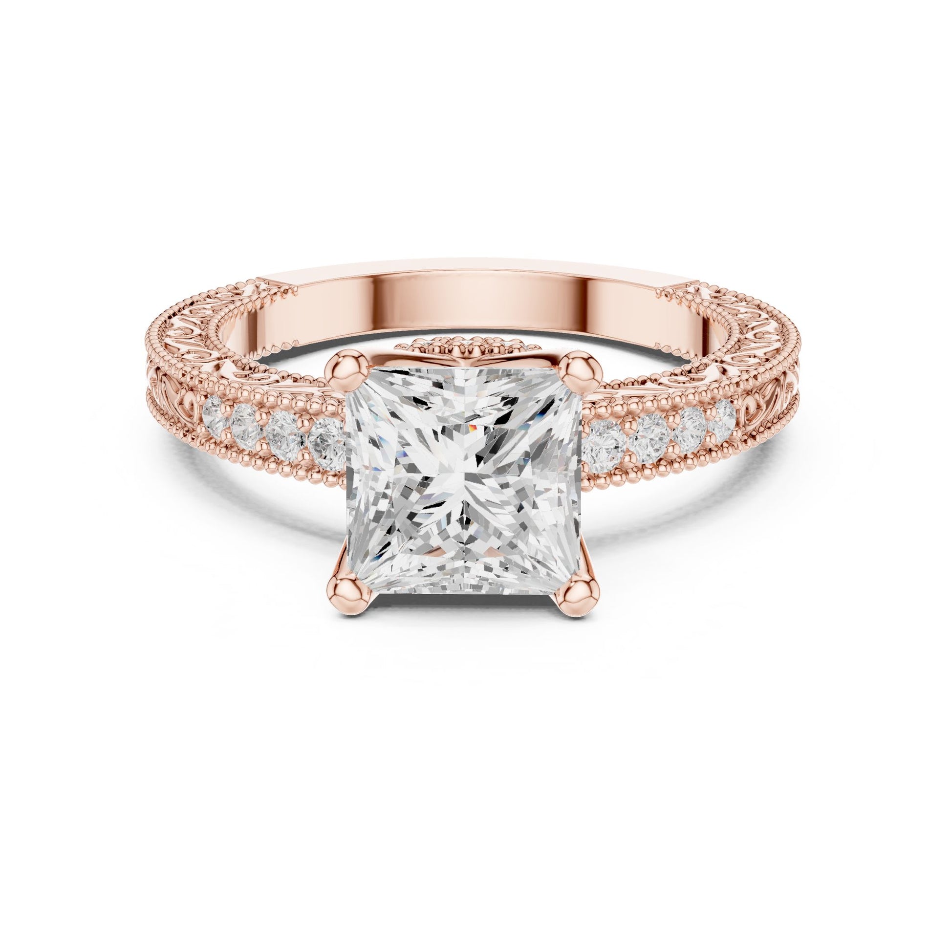 Princess Lab Grown Diamond Vintage Engagement Ring