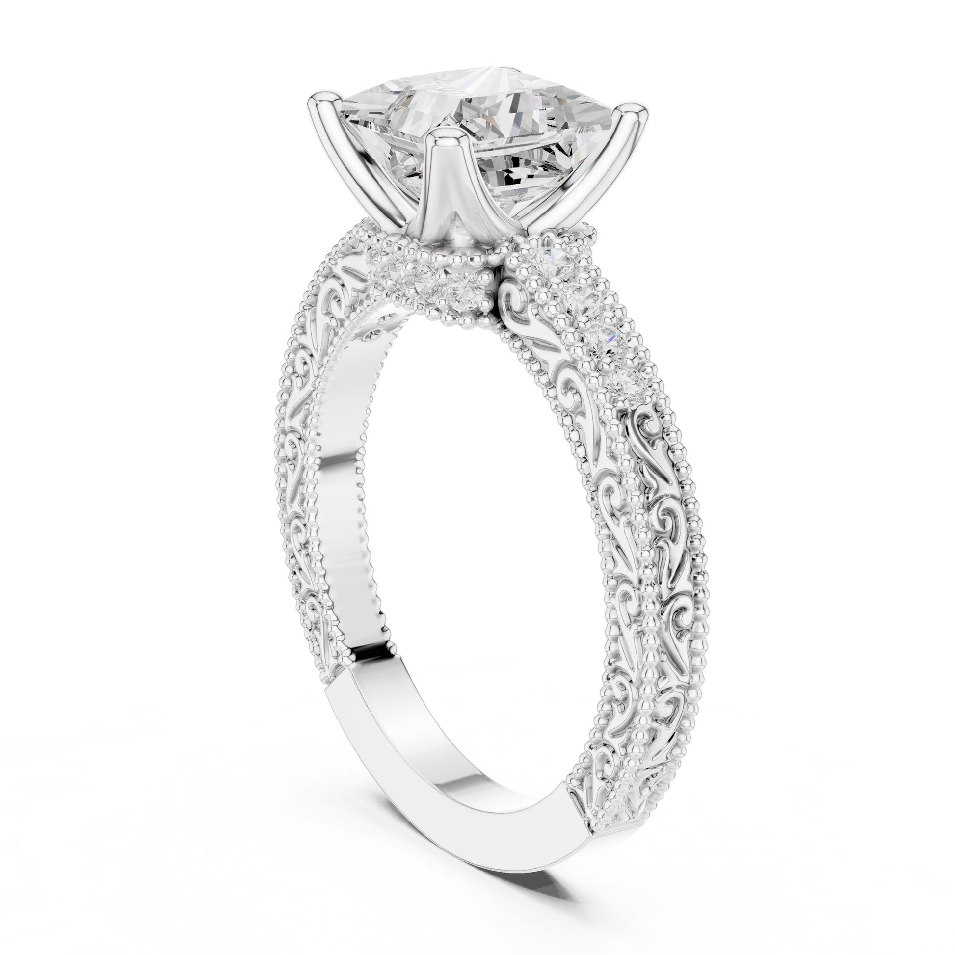 Princess Lab Grown Diamond Vintage Engagement Ring