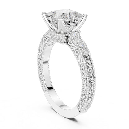 Princess Lab Grown Diamond Vintage Engagement Ring
