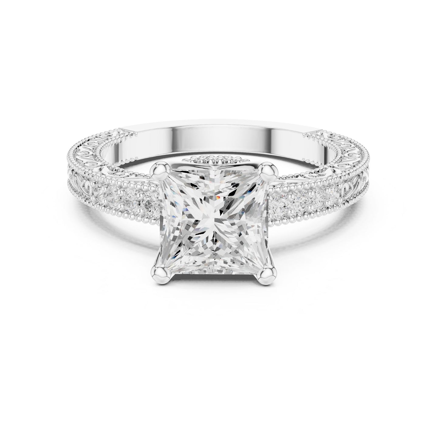 Princess Lab Grown Diamond Vintage Engagement Ring