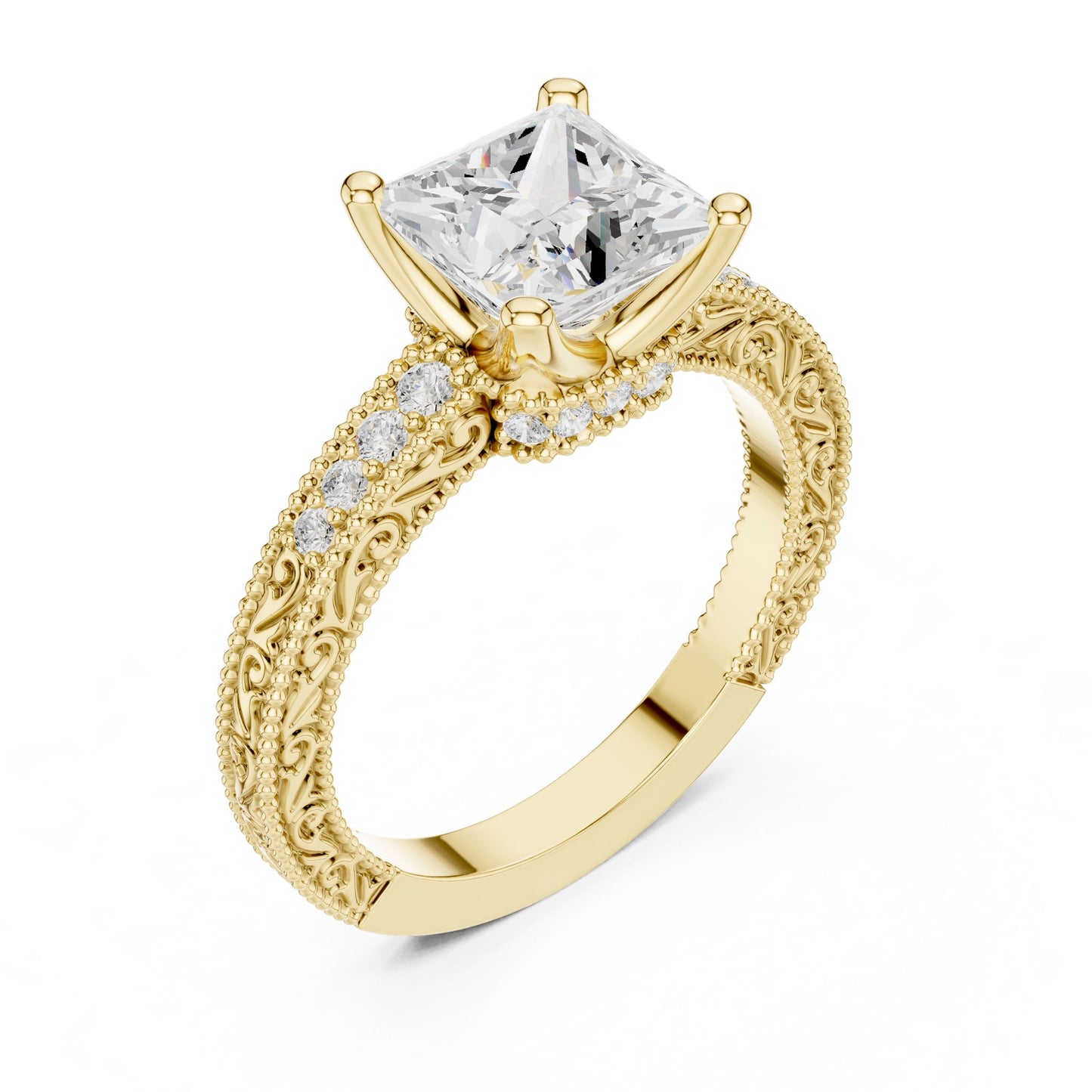 Princess Lab Grown Diamond Vintage Engagement Ring